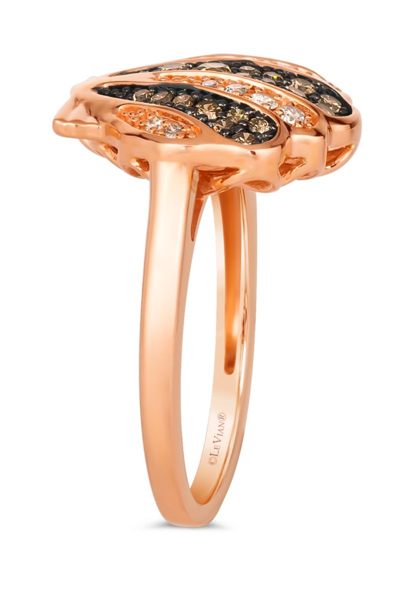 1/3 ct. t.w. Chocolate Diamonds®, 1/8 ct. t.w. Nude Diamonds™ Shell Ring in 14K Strawberry Gold®