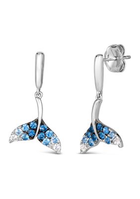 Le Vian 3/8 ct. t.w. Denim Ombré®, 1/15 ct. t.w. White Sapphire Ombré Fishtail Drop Earrings in 14K Vanilla Gold