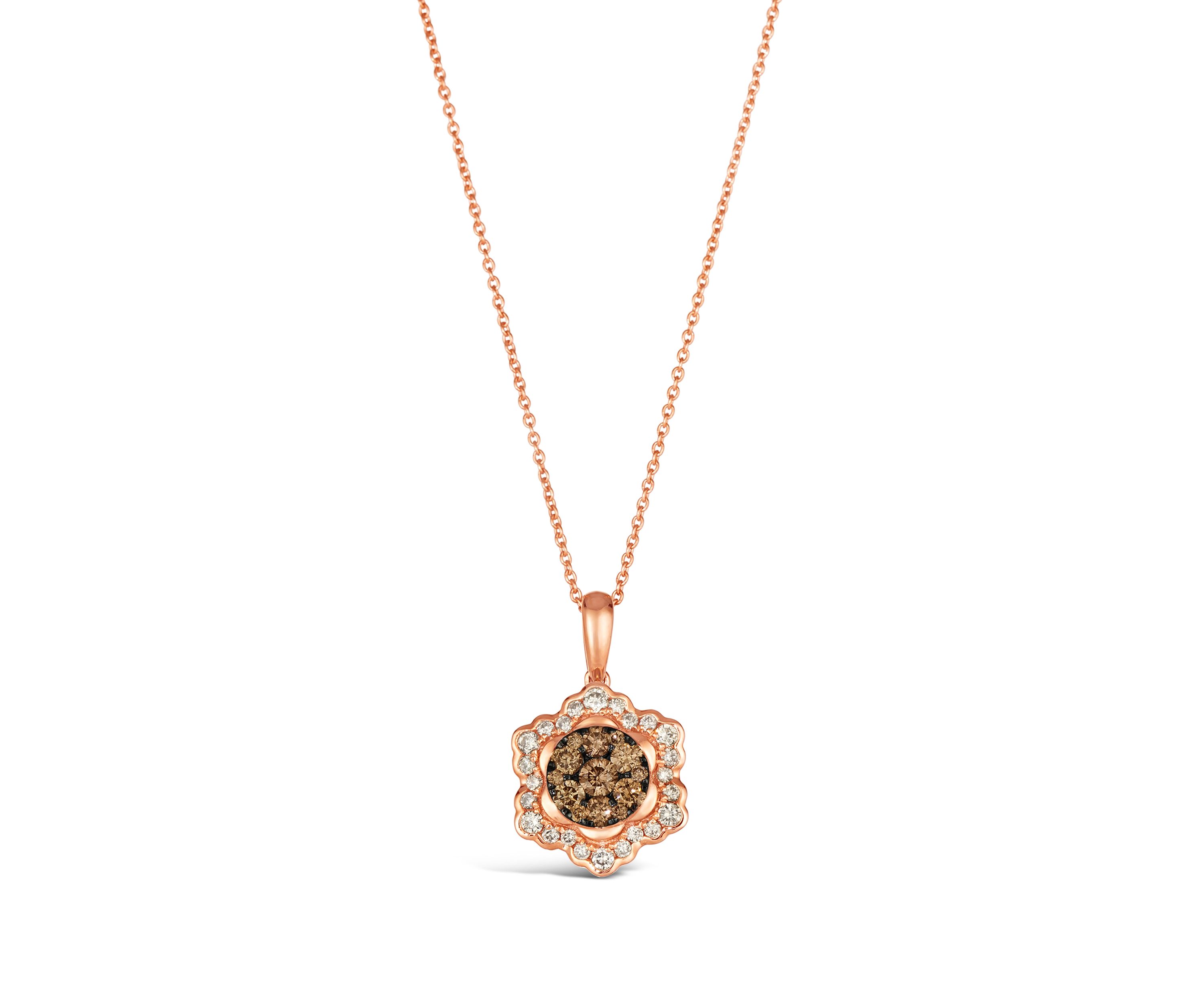 3/8 ct. t.w. Chocolate Diamonds®, 1/4 ct. t.w. Nude Diamonds™ Pendant Necklace set in 14K Strawberry Gold®