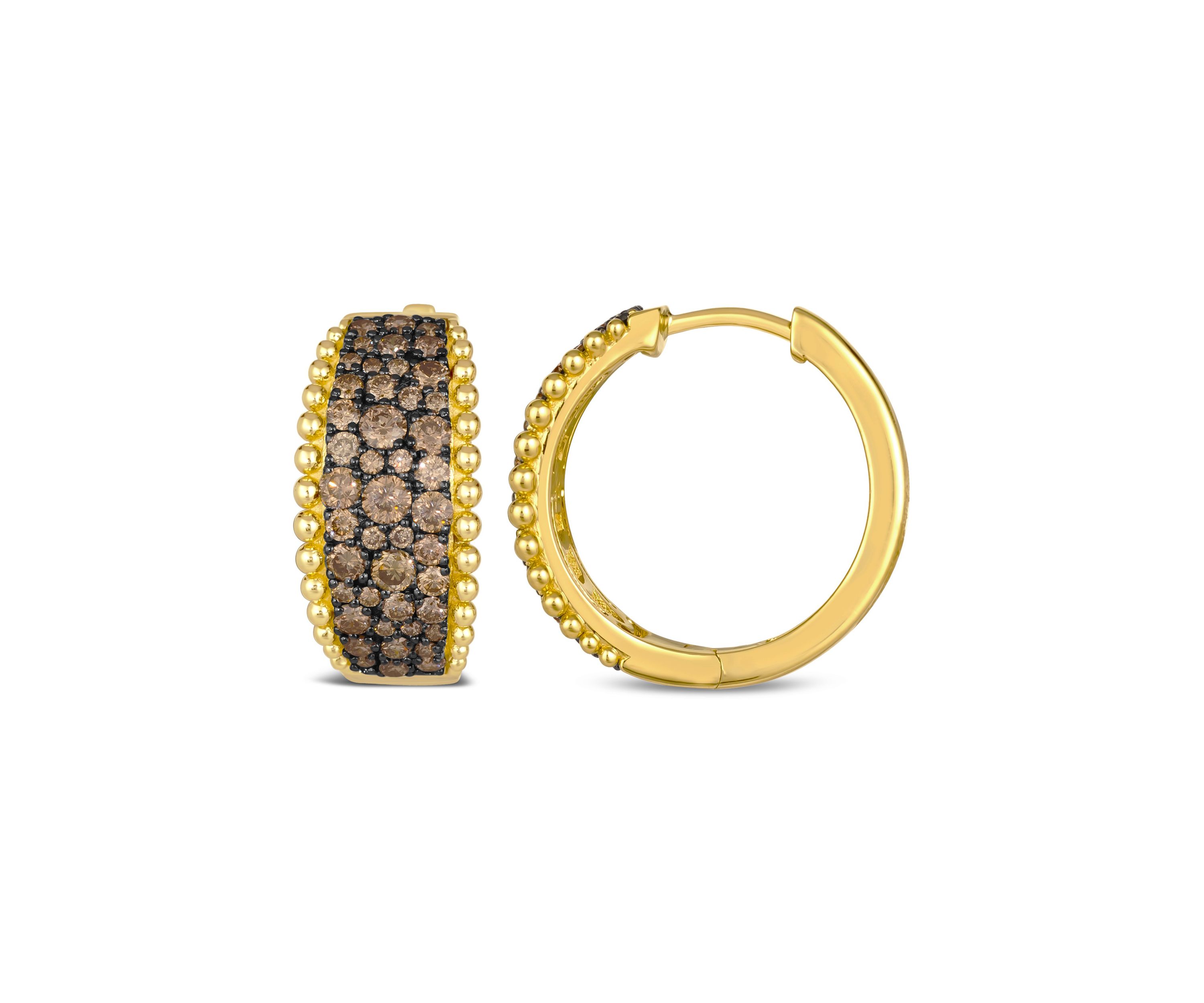 1.62 ct. t.w. Chocolate Diamonds® Hoop Earrings in 14K Honey Gold™