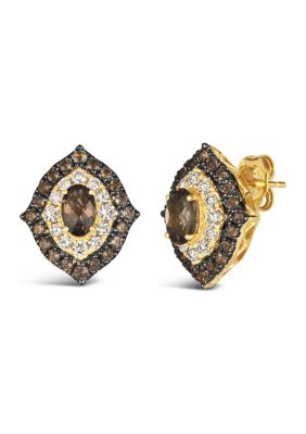 1.33 ct. t.w. Chocolate Quartz®, 1/2 ct. t.w. Nude Diamonds™ Earrings in 14K Honey Gold™