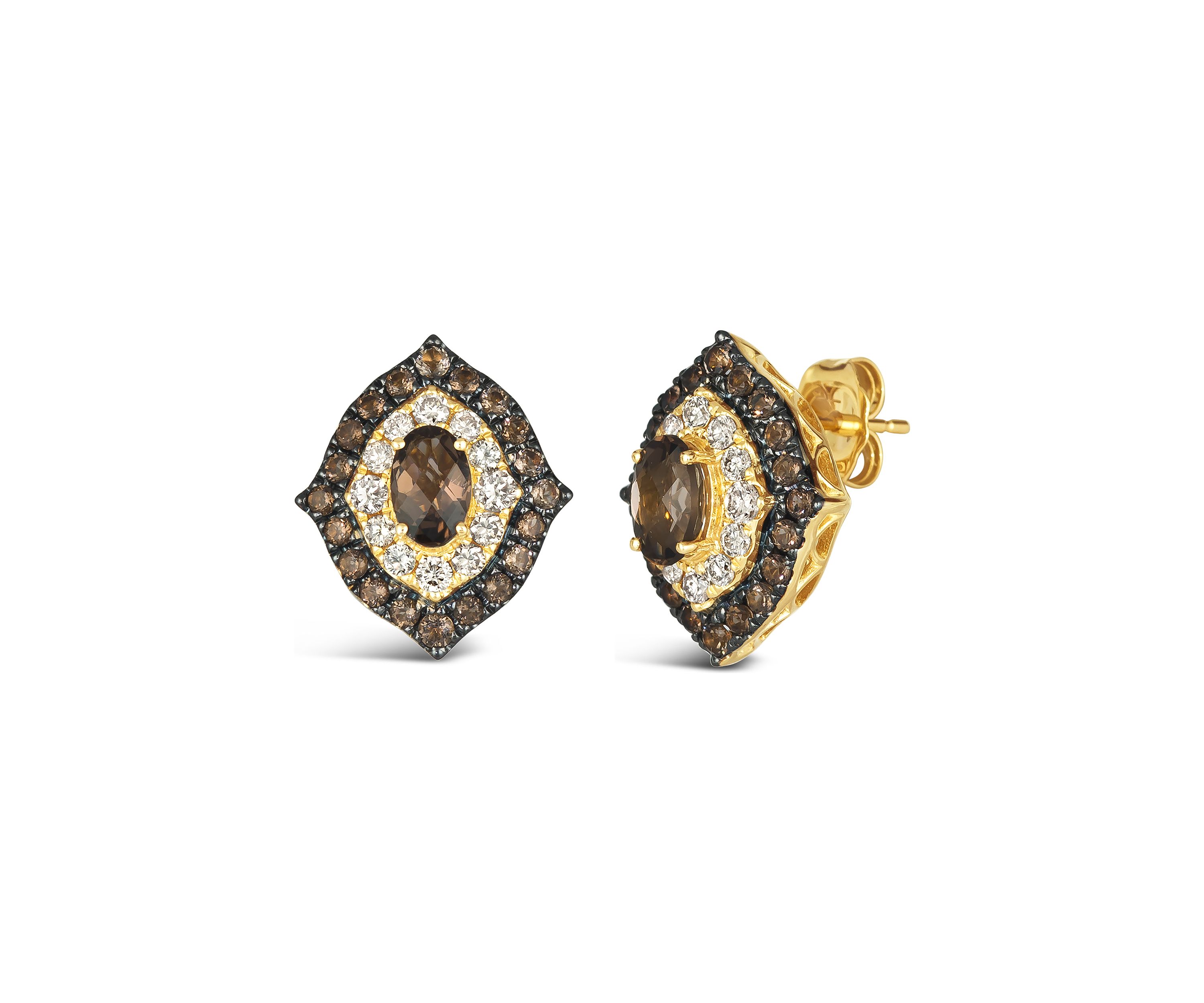 1.33 ct. t.w. Chocolate Quartz®, 1/2 ct. t.w. Nude Diamonds™ Earrings in 14K Honey Gold™