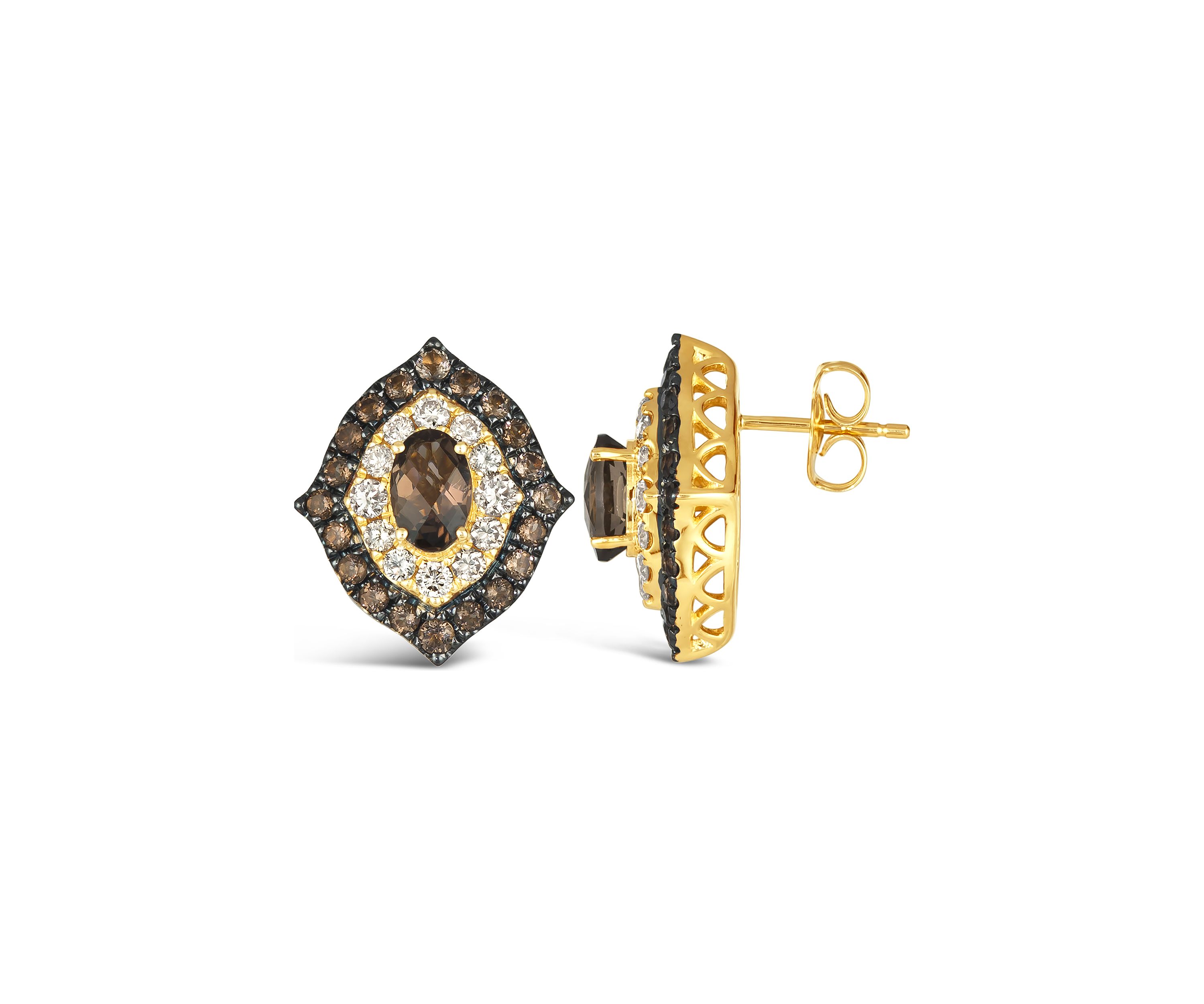 1.33 ct. t.w. Chocolate Quartz®, 1/2 ct. t.w. Nude Diamonds™ Earrings in 14K Honey Gold™