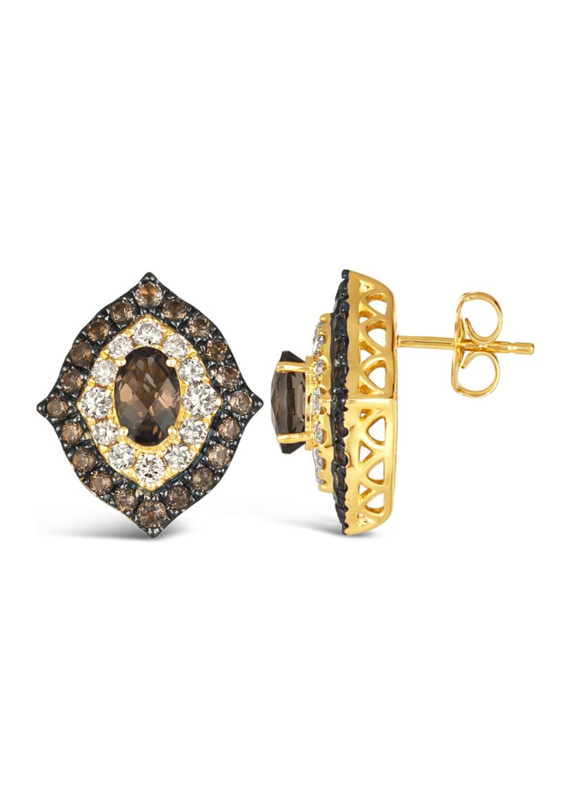 1.33 ct. t.w. Chocolate Quartz®, 1/2 ct. t.w. Nude Diamonds™ Earrings in 14K Honey Gold™