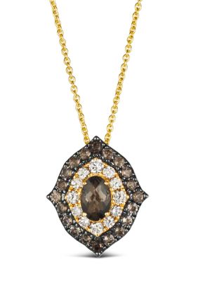 5/8 ct. t.w. Chocolate Quartz®, 1/4 ct. t.w. Nude Diamonds™ Pendant Necklace in 14K Honey Gold™