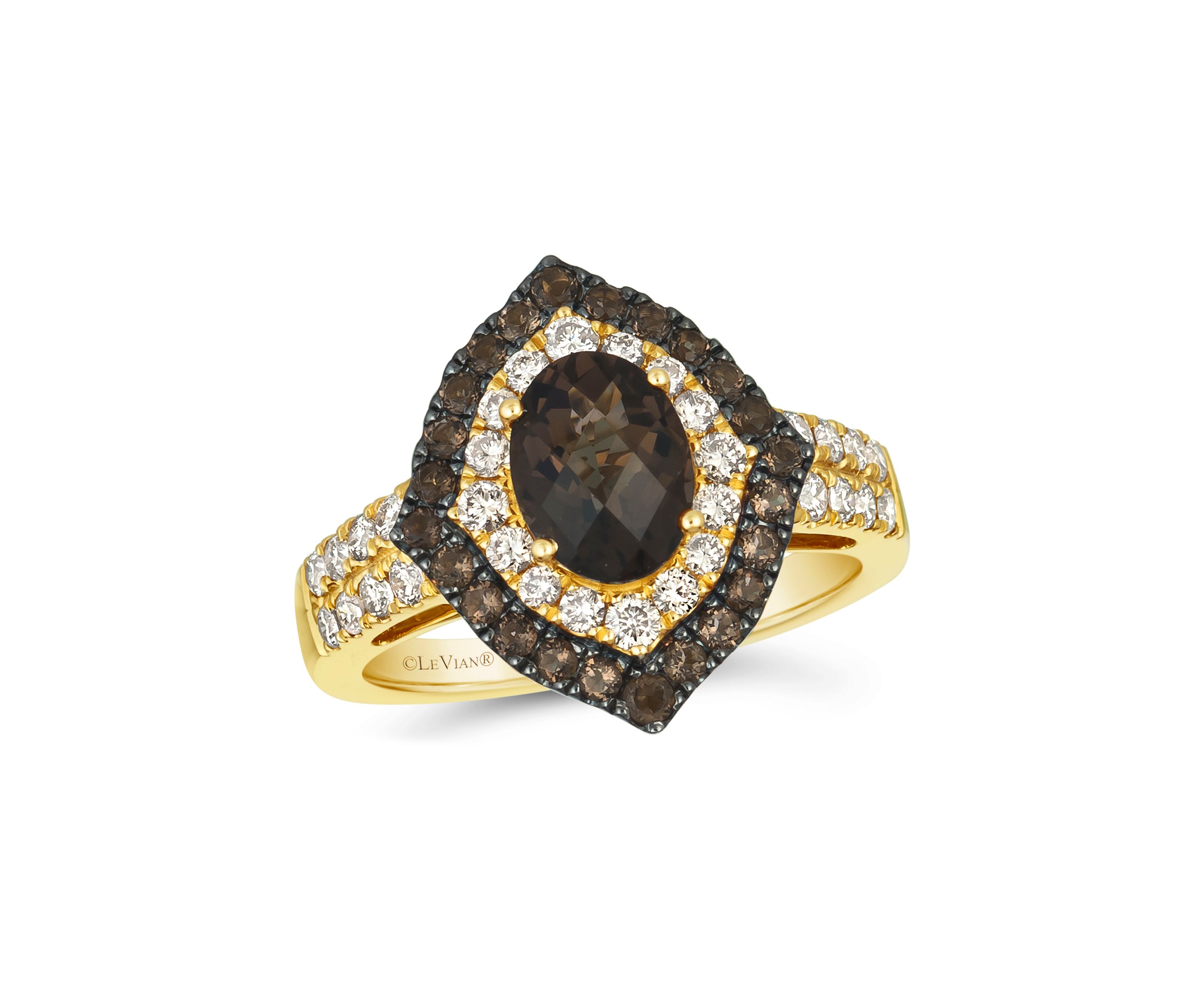 1.5 ct. t.w. Chocolate Quartz®, 1/2 ct. t.w. Nude Diamonds™ Ring in 14K Honey Gold™