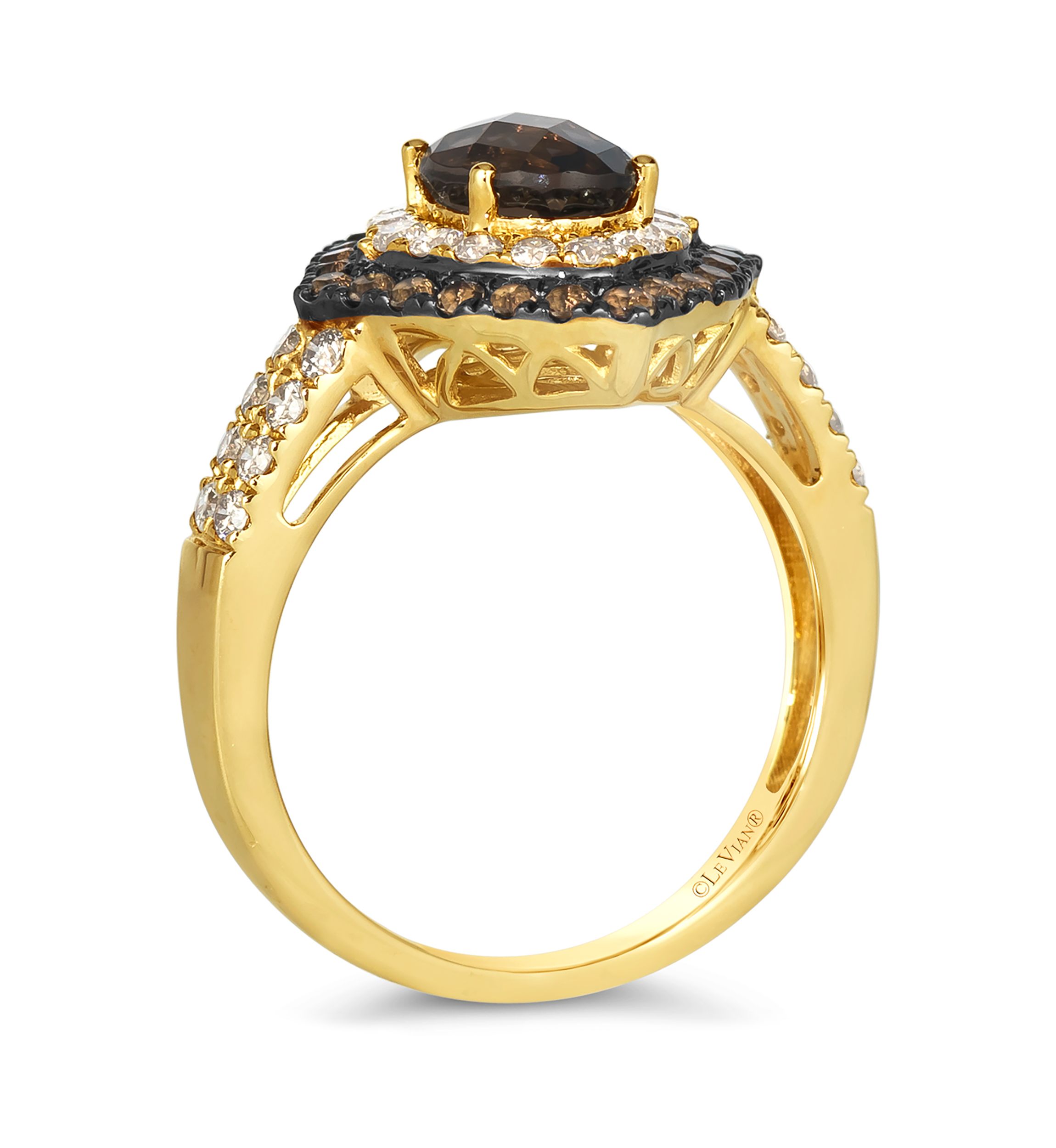 1.5 ct. t.w. Chocolate Quartz®, 1/2 ct. t.w. Nude Diamonds™ Ring in 14K Honey Gold™