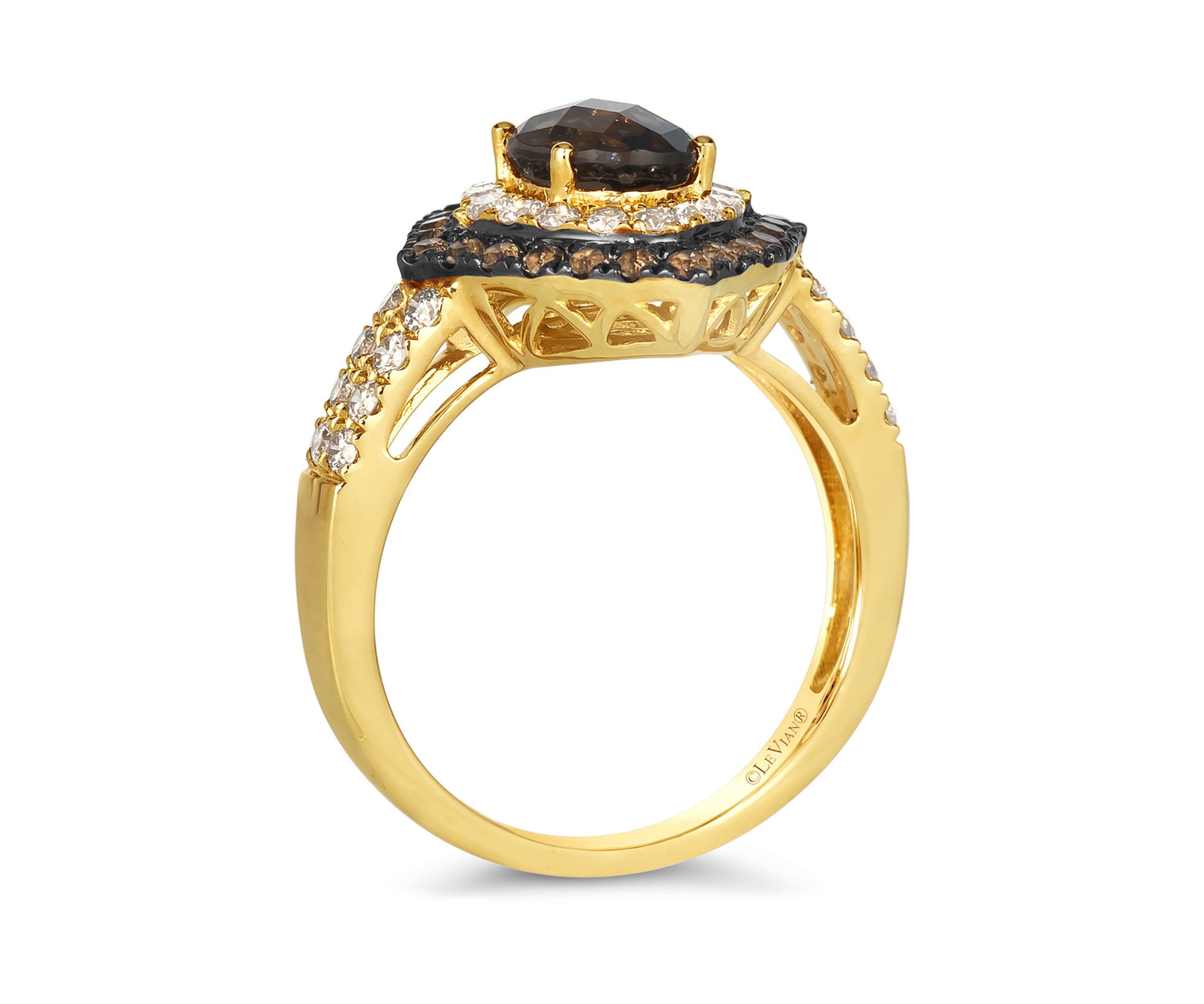 1.5 ct. t.w. Chocolate Quartz®, 1/2 ct. t.w. Nude Diamonds™ Ring in 14K Honey Gold™
