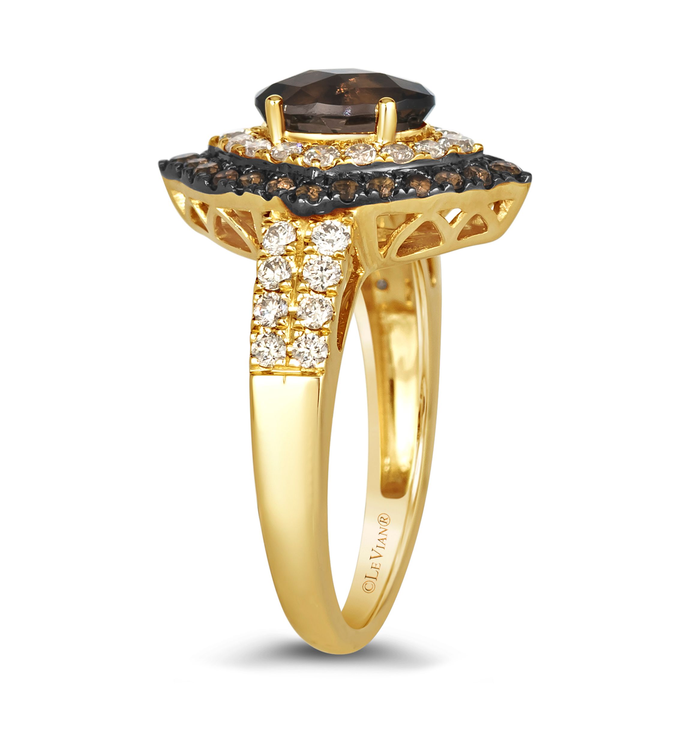 1.5 ct. t.w. Chocolate Quartz®, 1/2 ct. t.w. Nude Diamonds™ Ring in 14K Honey Gold™