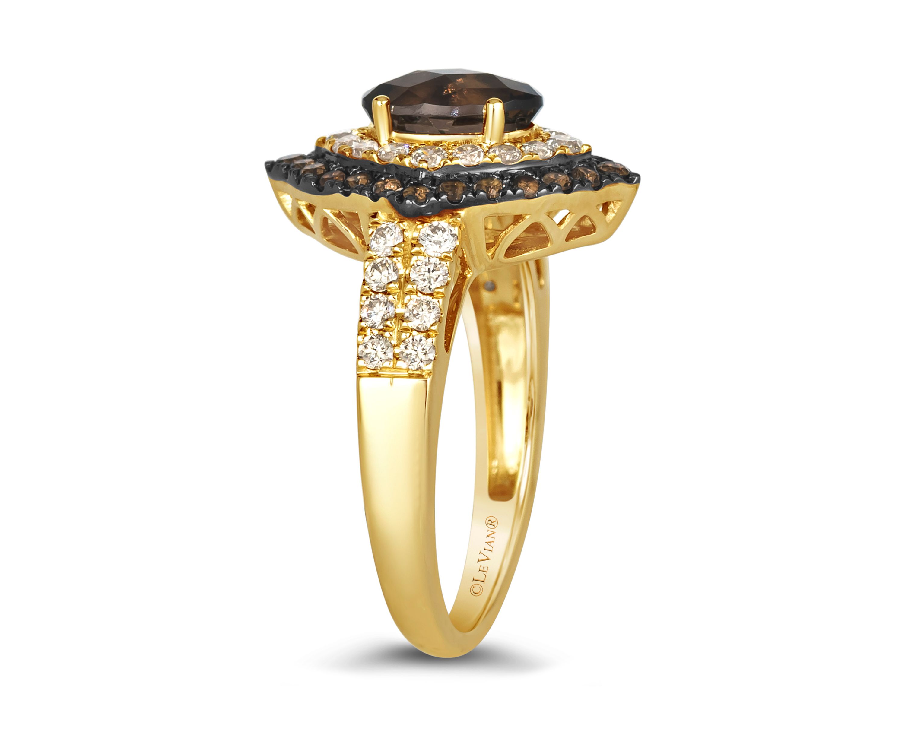 1.5 ct. t.w. Chocolate Quartz®, 1/2 ct. t.w. Nude Diamonds™ Ring in 14K Honey Gold™