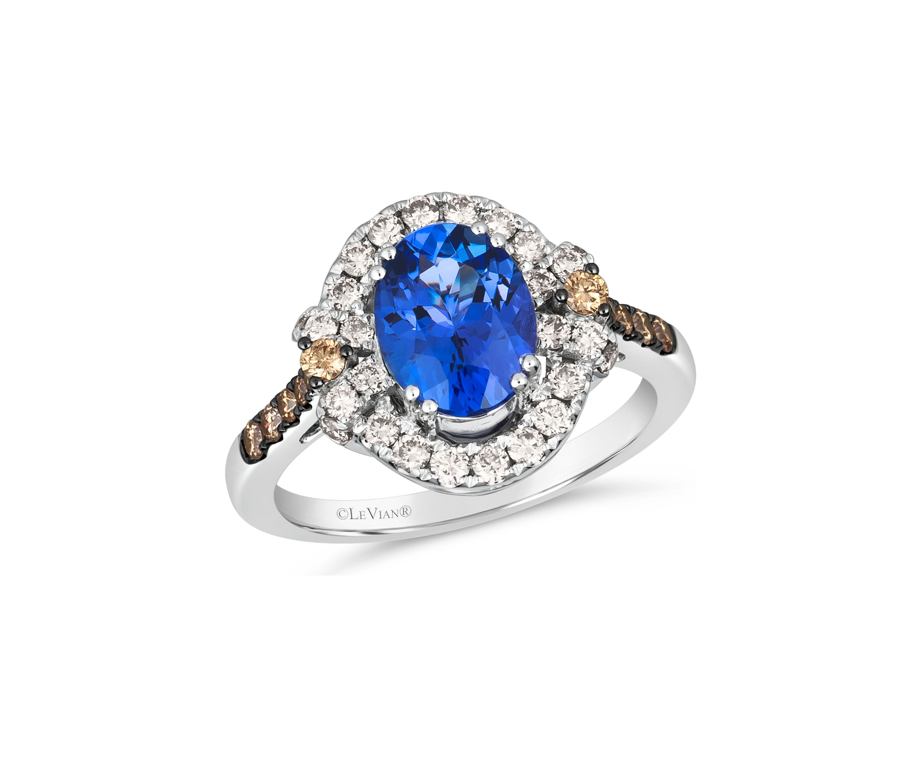 1.75 ct. t.w. Blueberry Tanzanite®, 1/5 ct. t.w. Chocolate Diamonds®, 3/8 ct. t.w. Nude Diamonds™ Ring in 14K Vanilla Gold®