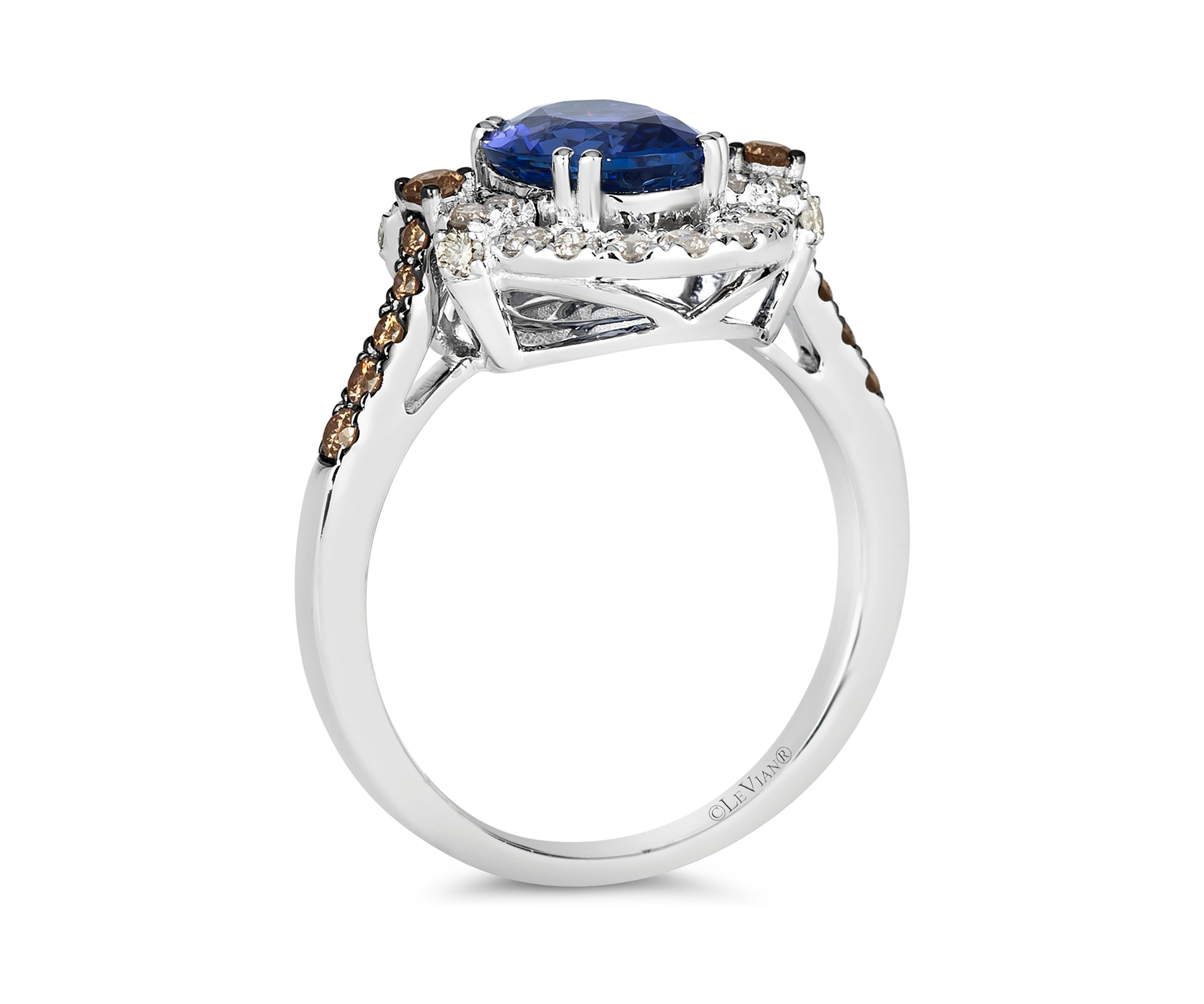 1.75 ct. t.w. Blueberry Tanzanite®, 1/5 ct. t.w. Chocolate Diamonds®, 3/8 ct. t.w. Nude Diamonds™ Ring in 14K Vanilla Gold®