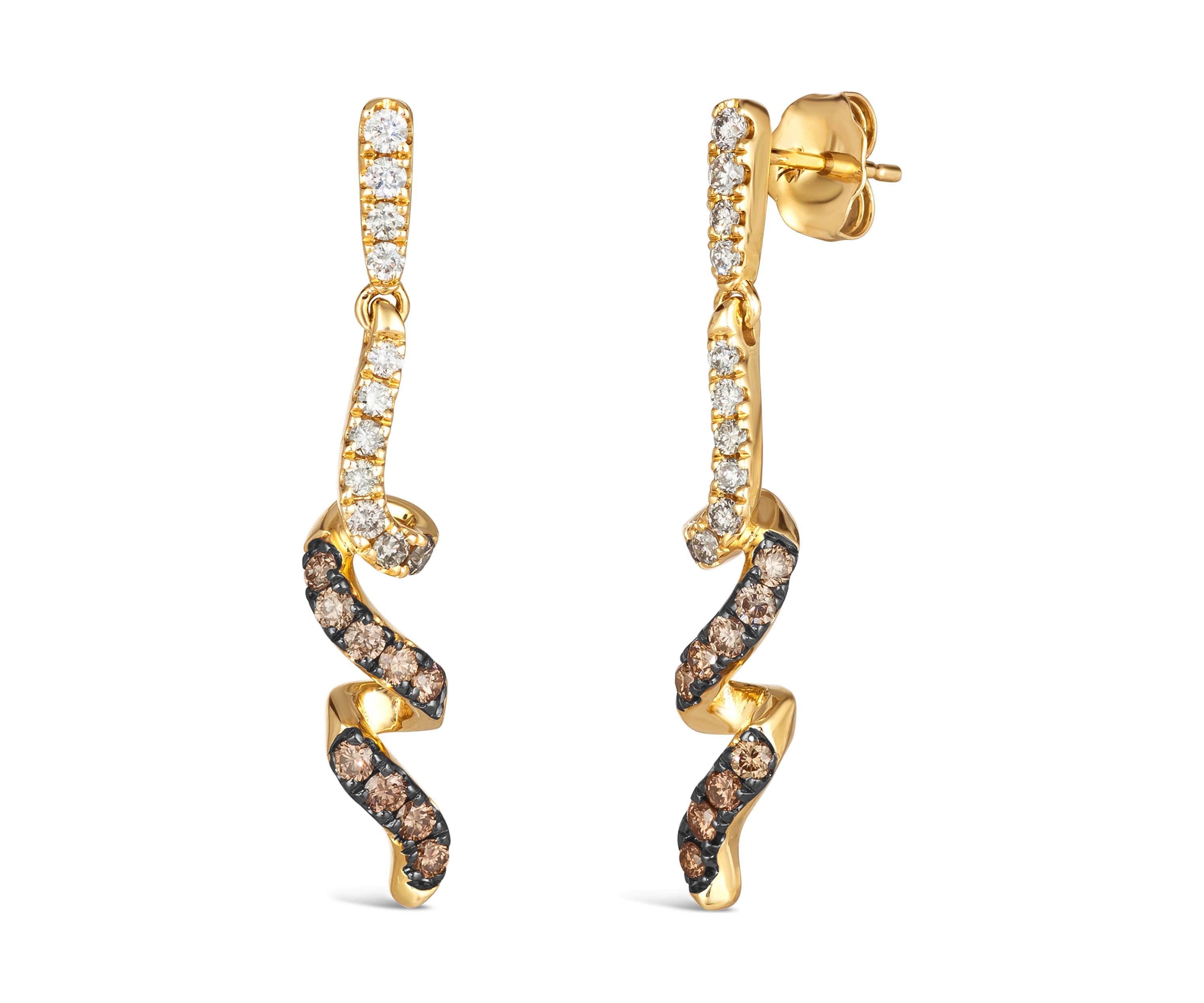 3/4 ct. t.w. Chocolate Ombré Diamonds® Ombré Earrings in 14K Honey Gold™