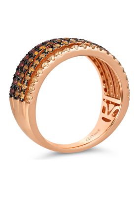 1/3 ct. t.w. Pomegranate Garnet™, 1/3 ct. t.w. Dark Spessartite, 1/3 ct. t.w. Light Spessartite, 1/4 ct. t.w. Light Citrine Multi Band Ring in 14K Strawberry Gold®