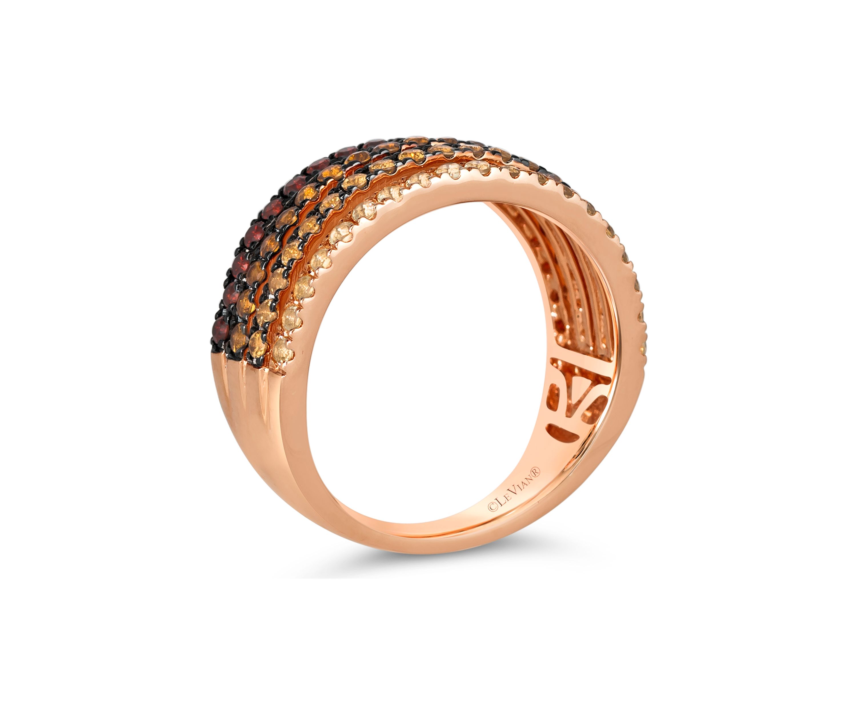 1/3 ct. t.w. Pomegranate Garnet™, 1/3 ct. t.w. Dark Spessartite, 1/3 ct. t.w. Light Spessartite, 1/4 ct. t.w. Light Citrine Multi Band Ring in 14K Strawberry Gold®