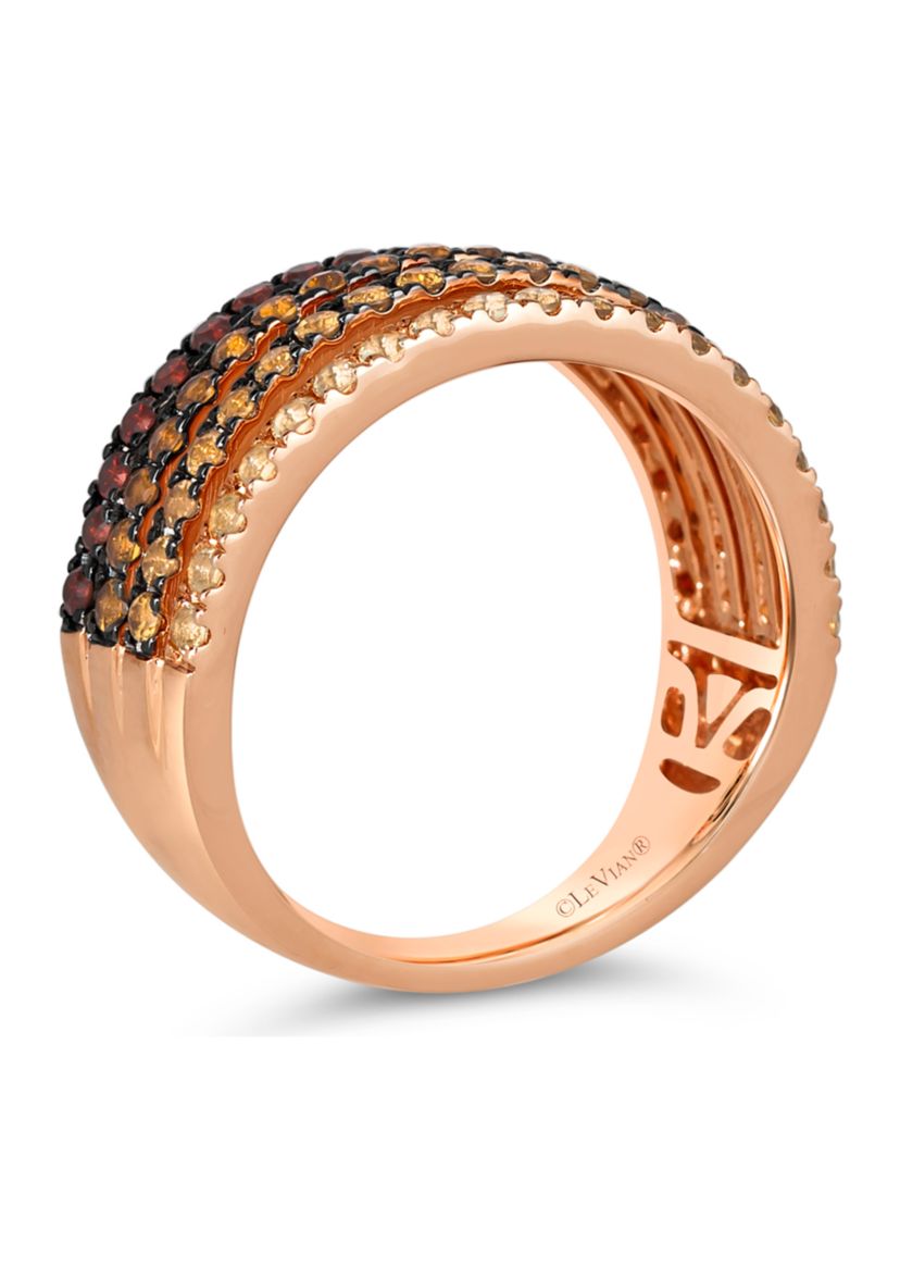 1/3 ct. t.w. Pomegranate Garnet™, 1/3 ct. t.w. Dark Spessartite, 1/3 ct. t.w. Light Spessartite, 1/4 ct. t.w. Light Citrine Multi Band Ring in 14K Strawberry Gold®