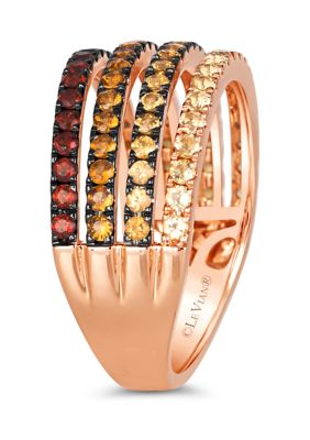 1/3 ct. t.w. Pomegranate Garnet™, 1/3 ct. t.w. Dark Spessartite, 1/3 ct. t.w. Light Spessartite, 1/4 ct. t.w. Light Citrine Multi Band Ring in 14K Strawberry Gold®