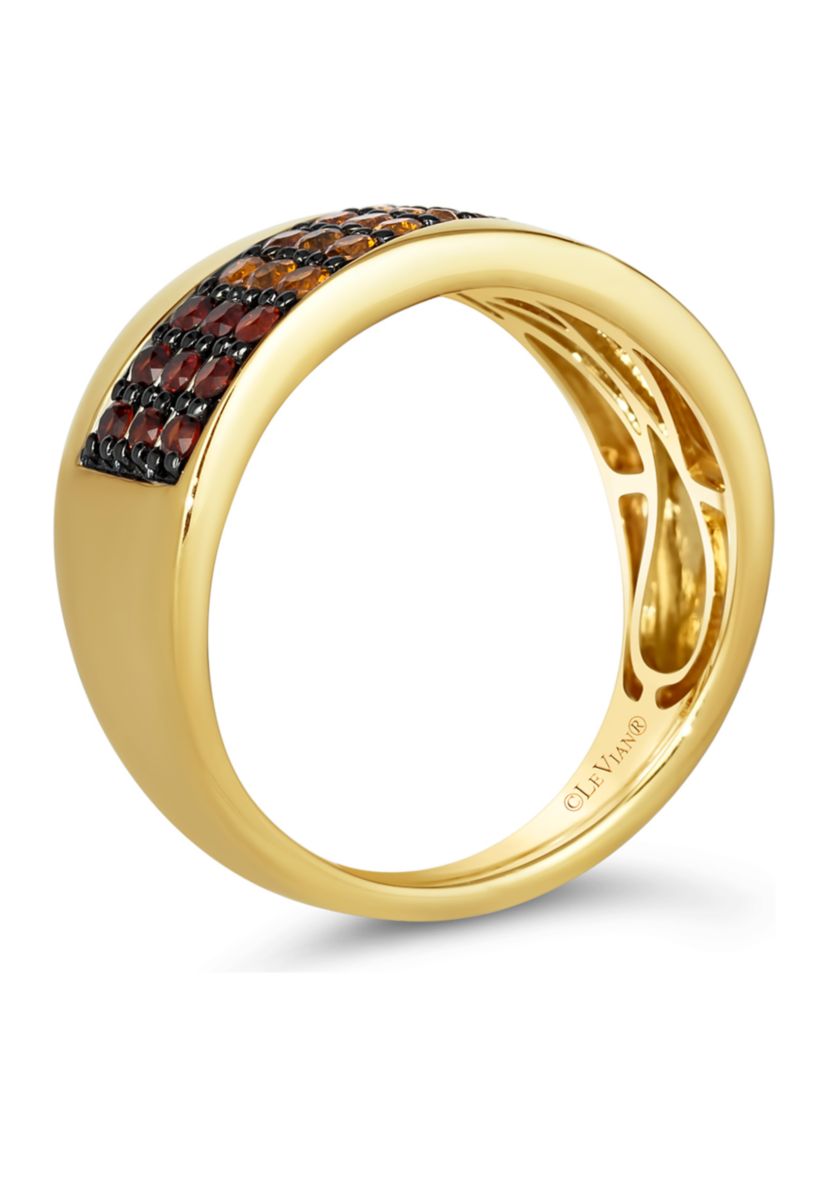 1/4 ct. t.w. Pomegranate Garnet™, 1/4 ct. t.w. Dark Spessartite, 1/5 ct. t.w. Light Spessartite, 1/6 ct. t.w. Light Citrine Multi Band Desert Ombré™ Ring in 14K Honey Gold™