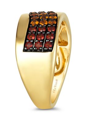 1/4 ct. t.w. Pomegranate Garnet™, 1/4 ct. t.w. Dark Spessartite, 1/5 ct. t.w. Light Spessartite, 1/6 ct. t.w. Light Citrine Multi Band Ring in 14K Honey Gold™