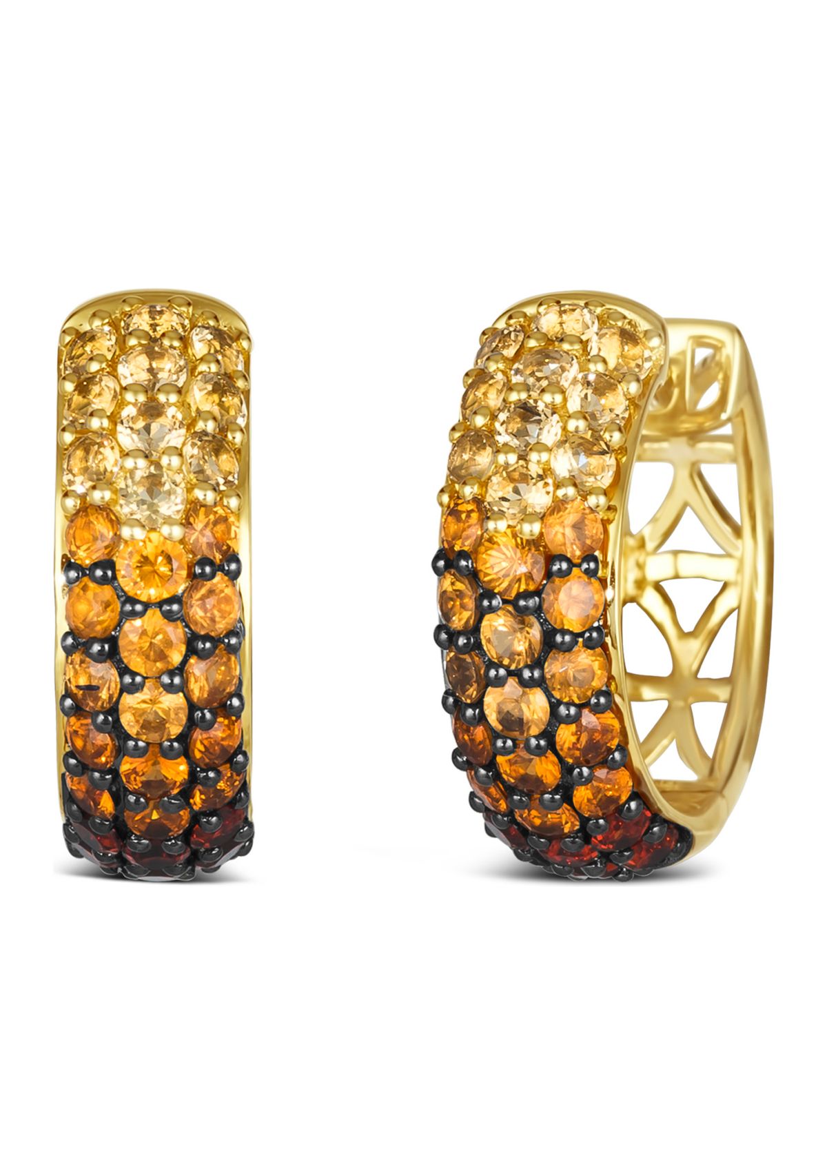 1/2 ct. t.w. Pomegranate Garnet™, 3/4 ct. t.w. Light Spessartite, 1/2 ct. t.w. Dark Spessartite, 5/8 ct. t.w. Light Citrine Desert Ombré™ Earrings in 14K Honey Gold™