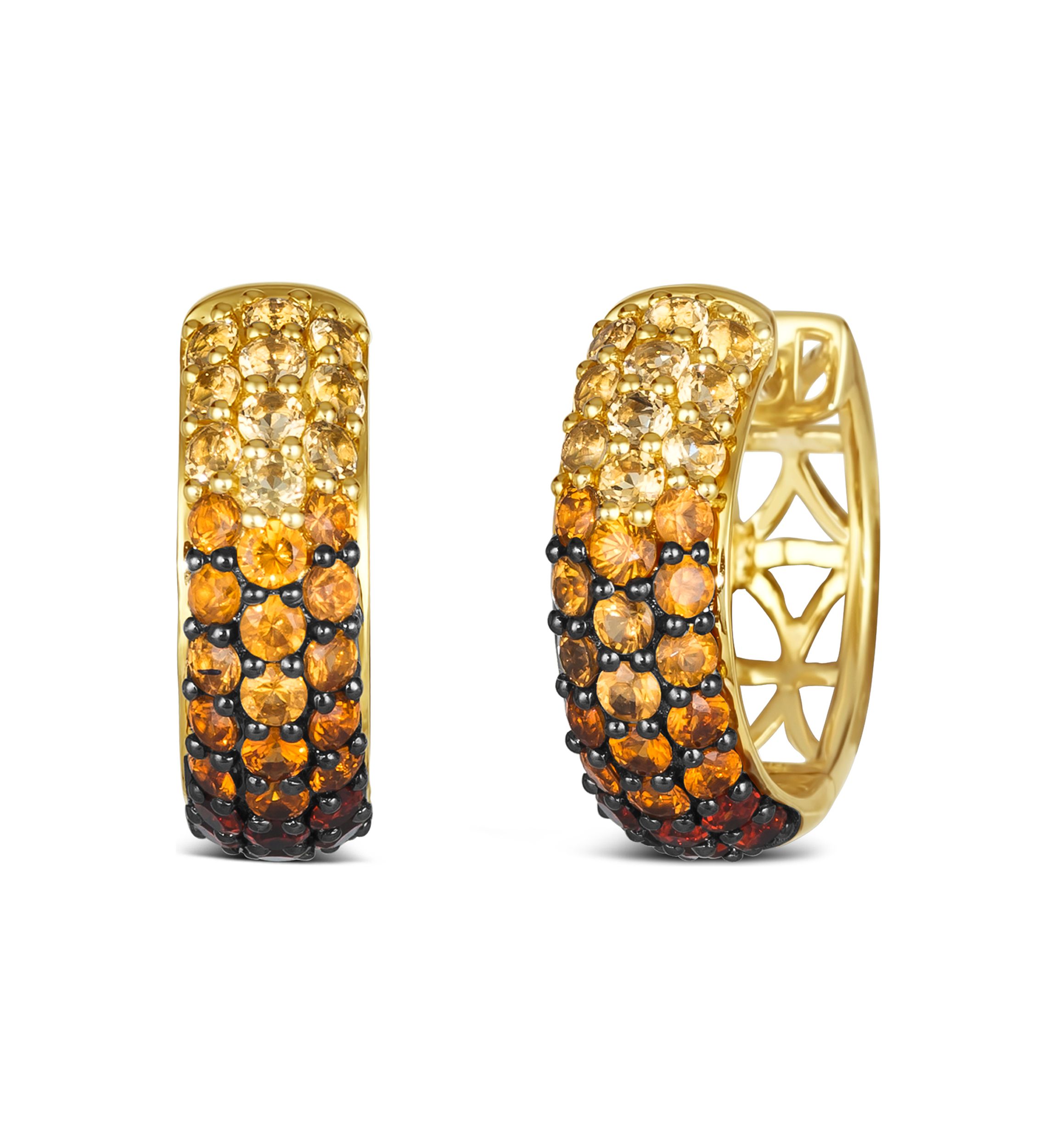 1/2 ct. t.w. Pomegranate Garnet™, 3/4 ct. t.w. Light Spessartite, 1/2 ct. t.w. Dark Spessartite, 5/8 ct. t.w. Light Citrine Desert Ombré™ Earrings in 14K Honey Gold™