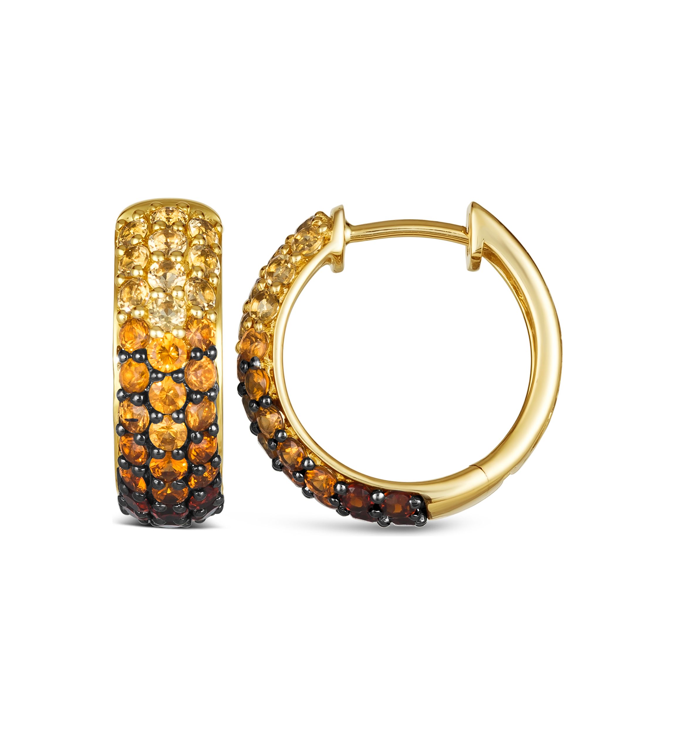 1/2 ct. t.w. Pomegranate Garnet™, 3/4 ct. t.w. Light Spessartite, 1/2 ct. t.w. Dark Spessartite, 5/8 ct. t.w. Light Citrine Desert Ombré™ Earrings in 14K Honey Gold™