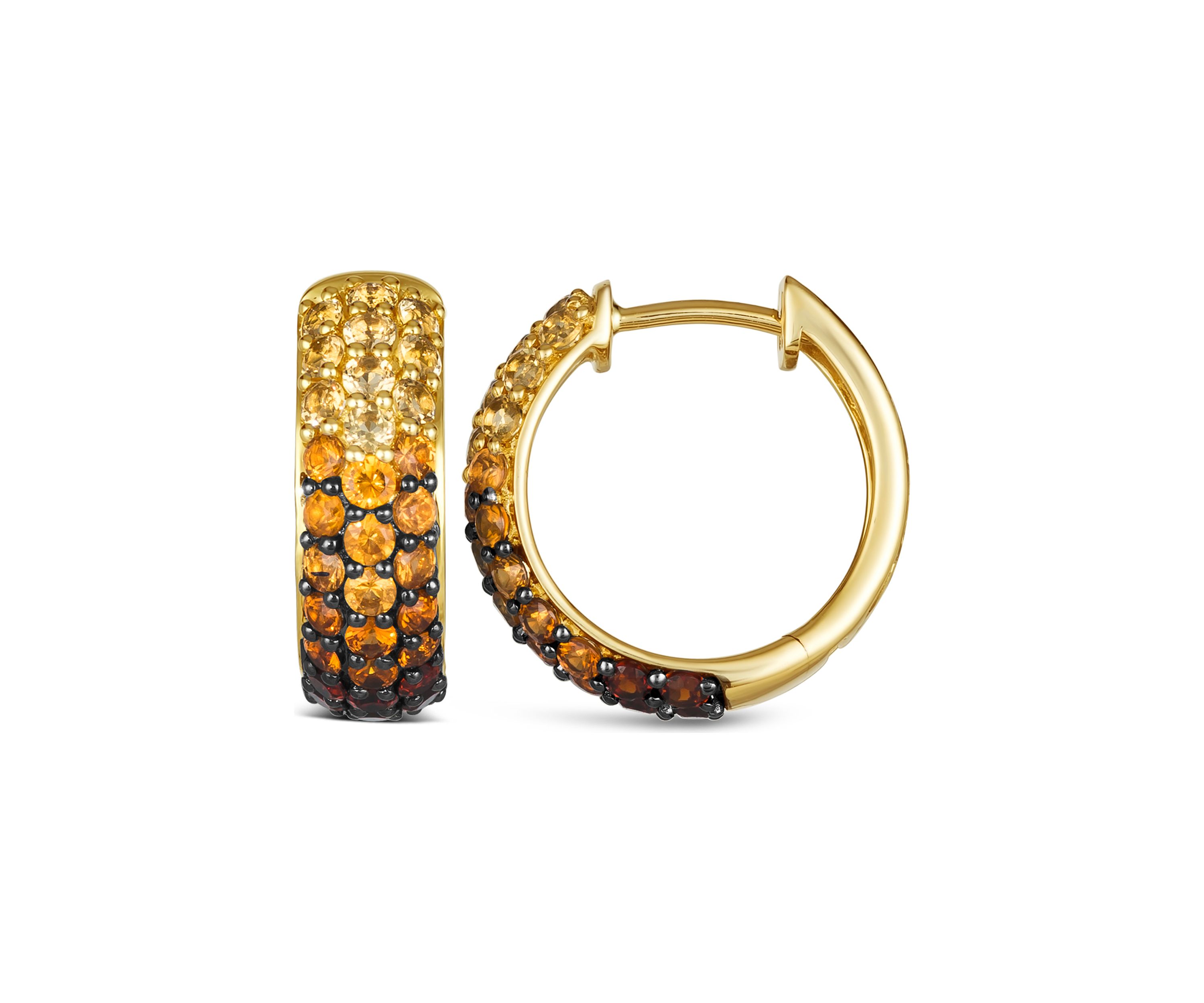 1/2 ct. t.w. Pomegranate Garnet™, 3/4 ct. t.w. Light Spessartite, 1/2 ct. t.w. Dark Spessartite, 5/8 ct. t.w. Light Citrine Desert Ombré™ Earrings in 14K Honey Gold™