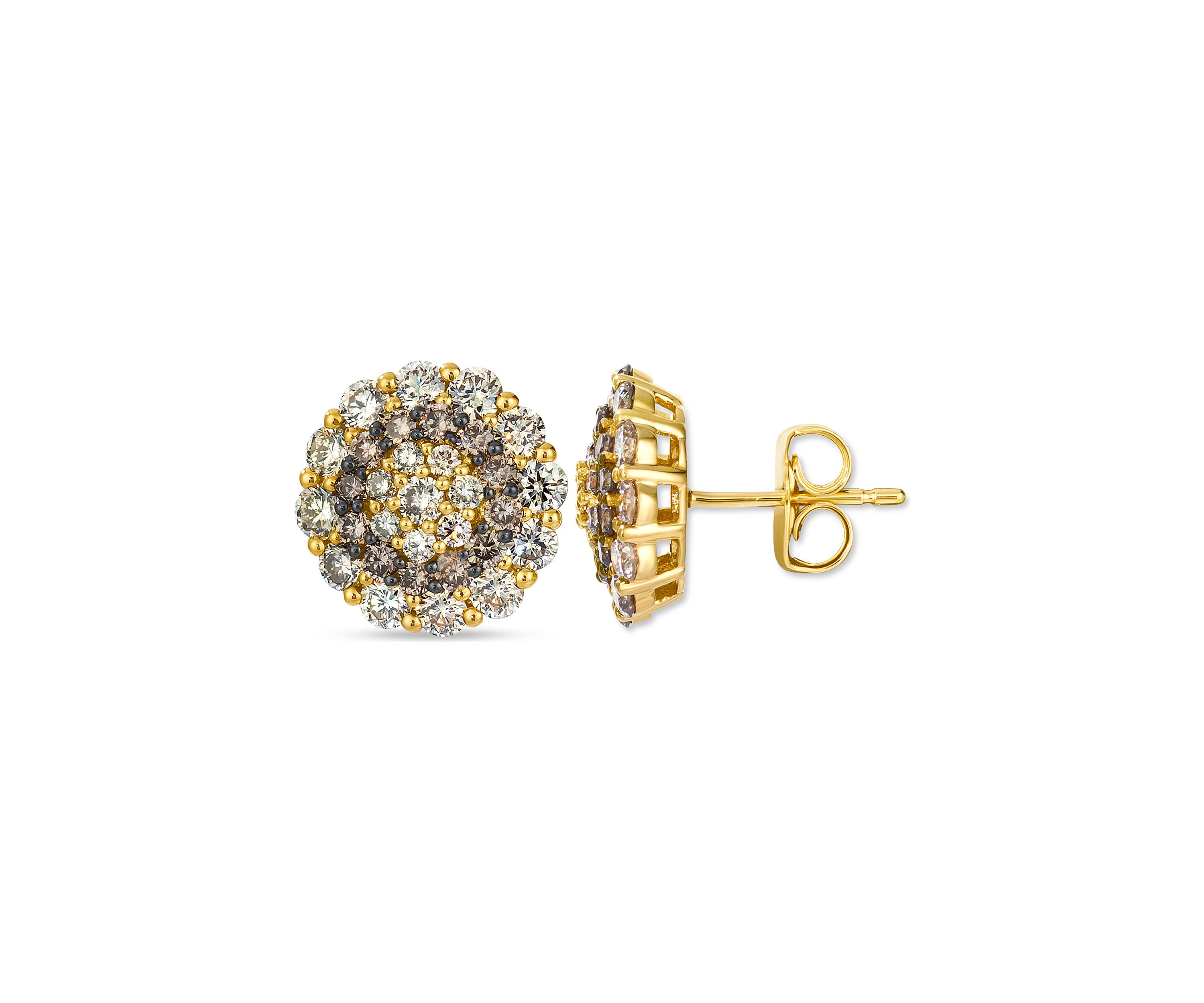 Earrings featuring 1.2 ct. t.w. Nude Diamonds™, 3/8 ct. t.w. Chocolate Diamonds® set in 14K Honey Gold™