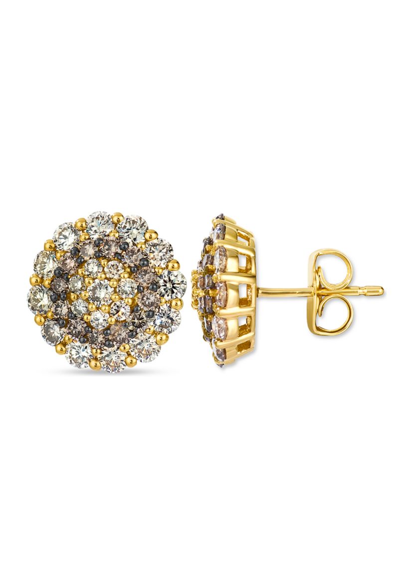 Earrings featuring 1.2 ct. t.w. Nude Diamonds™, 3/8 ct. t.w. Chocolate Diamonds® set in 14K Honey Gold™