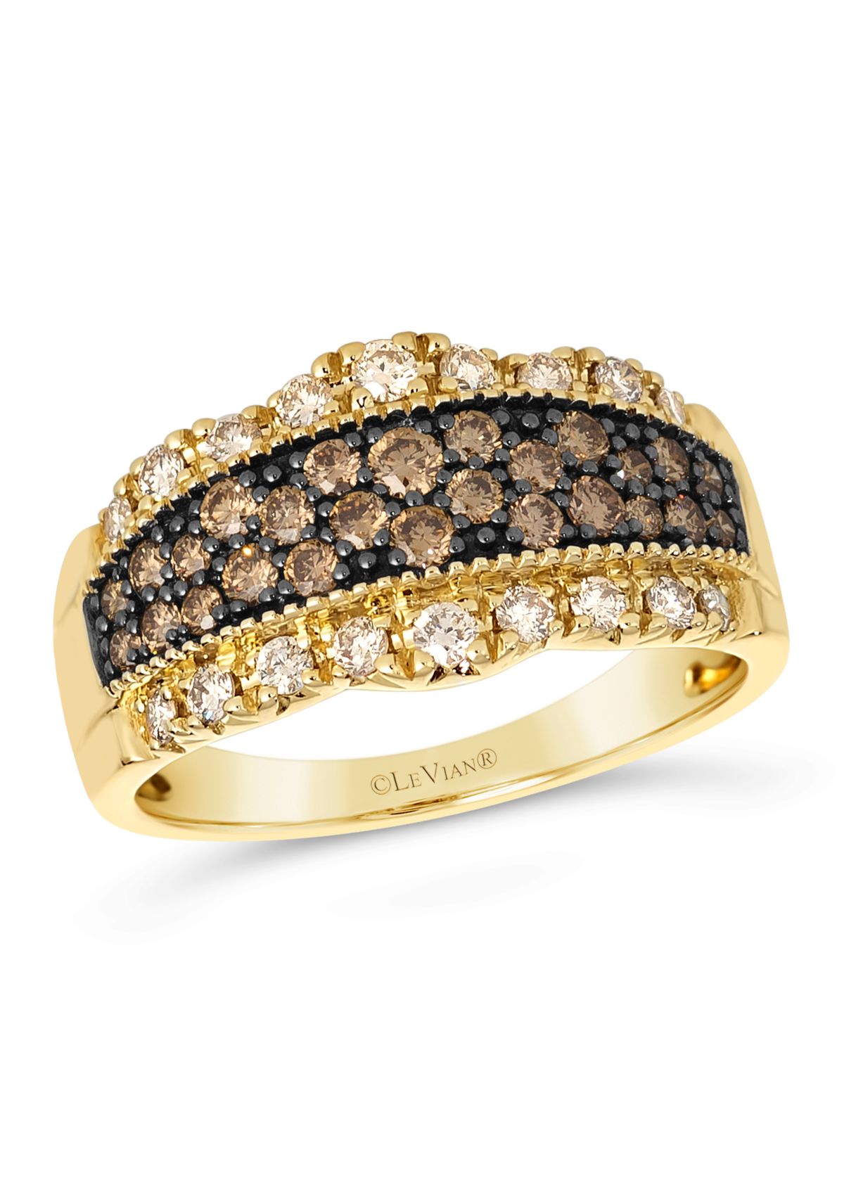 1/2 ct. t.w. Chocolate Diamonds®, 1/3 ct. t.w. Nude Diamonds™ Band Ring in 14K Honey Gold™
