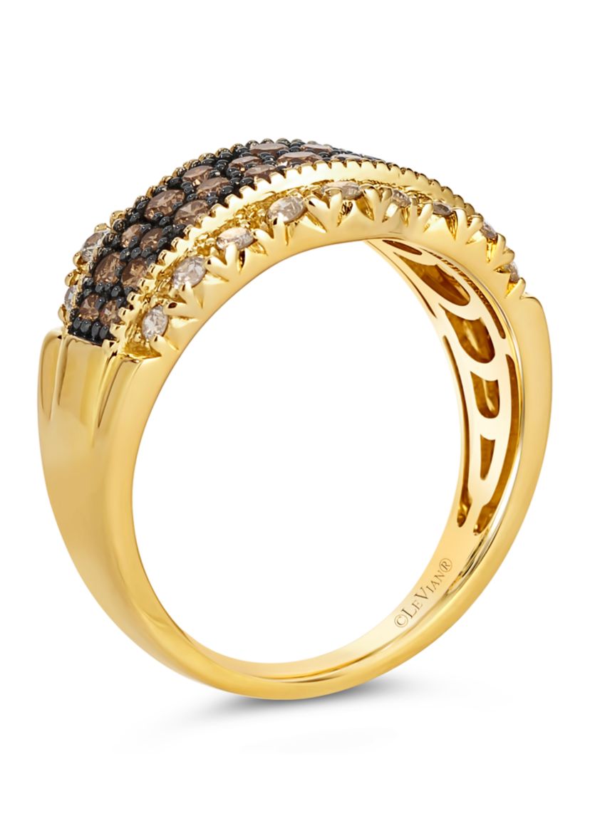 1/2 ct. t.w. Chocolate Diamonds®, 1/3 ct. t.w. Nude Diamonds™ Band Ring in 14K Honey Gold™
