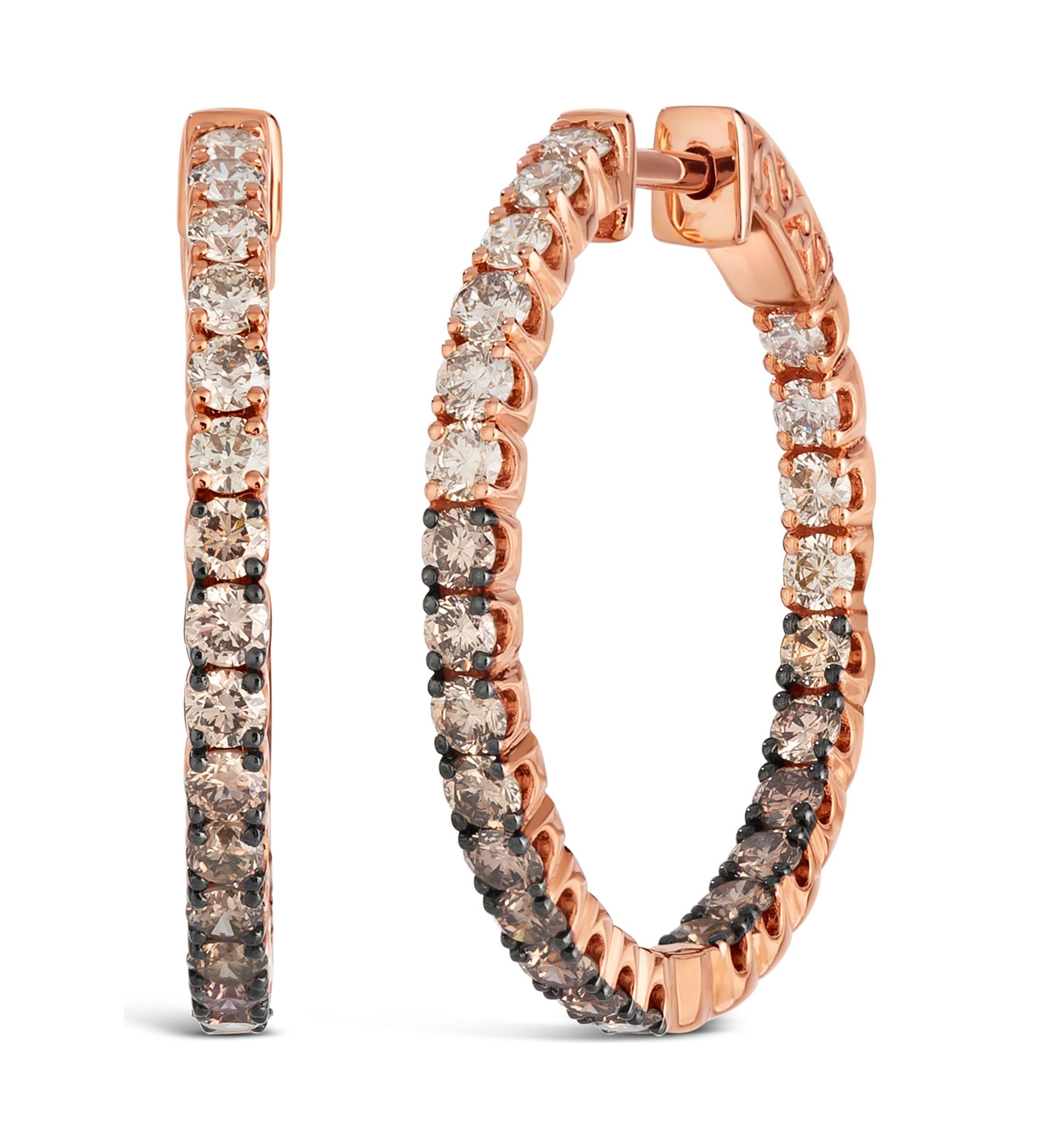 2 ct. t.w. Chocolate Ombré Diamonds® Earrings in 14K Strawberry Gold®