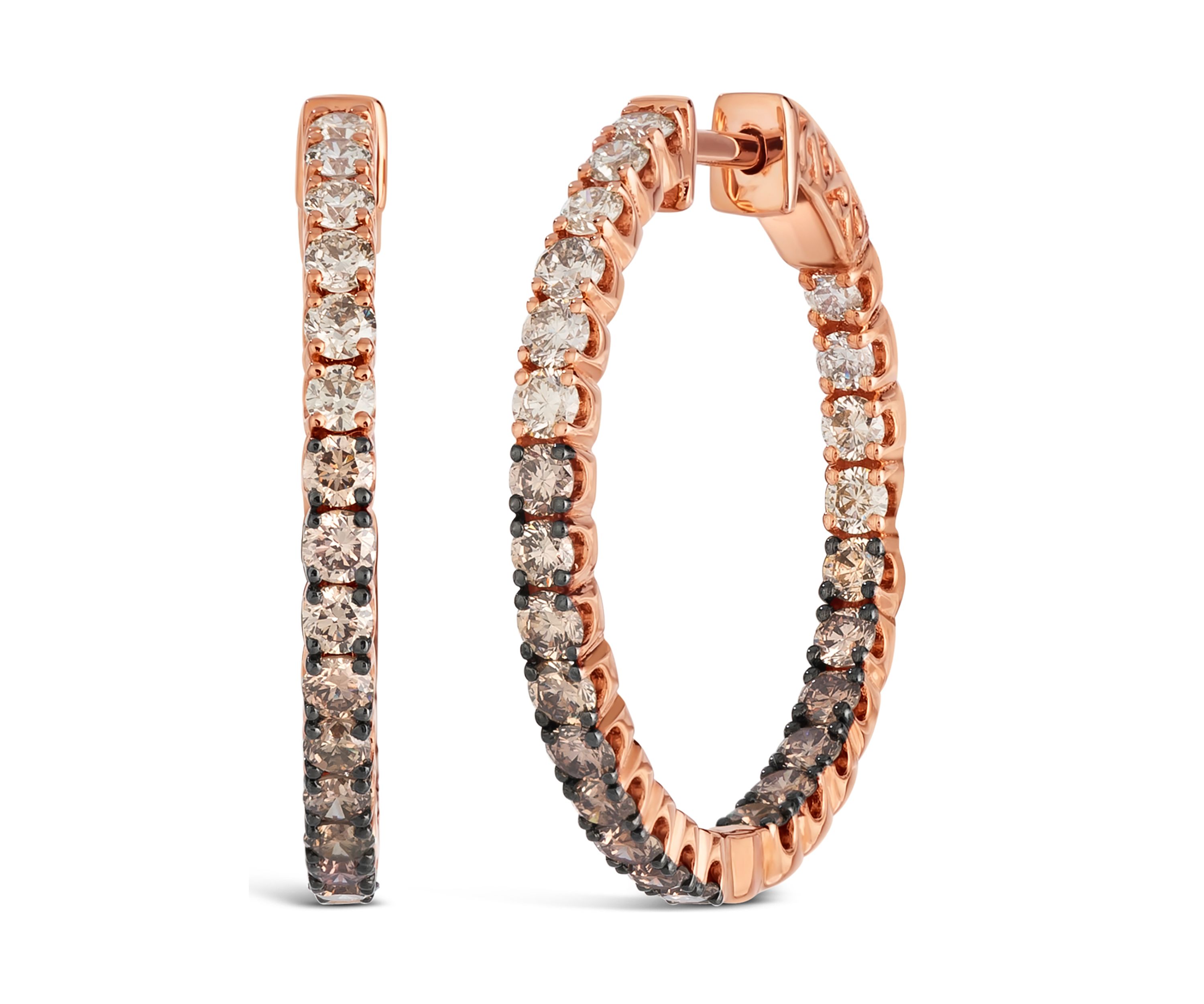 2 ct. t.w. Chocolate Ombré Diamonds® Earrings in 14K Strawberry Gold®
