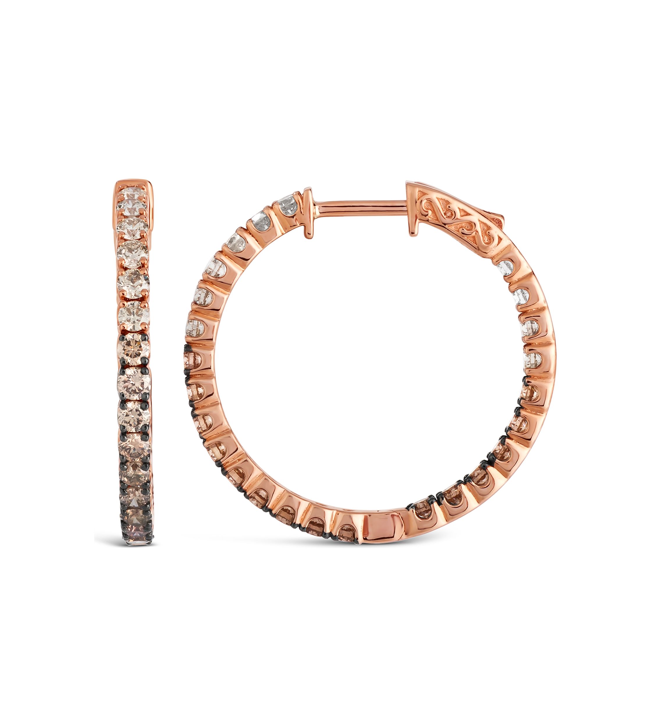 2 ct. t.w. Chocolate Ombré Diamonds® Earrings in 14K Strawberry Gold®