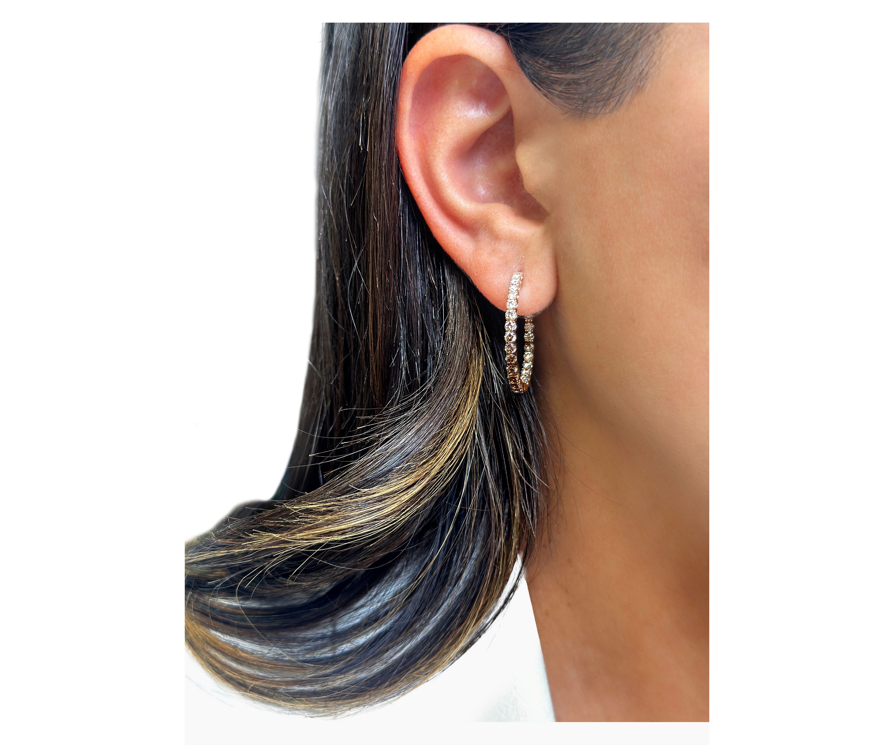 2 ct. t.w. Chocolate Ombré Diamonds® Earrings in 14K Strawberry Gold®