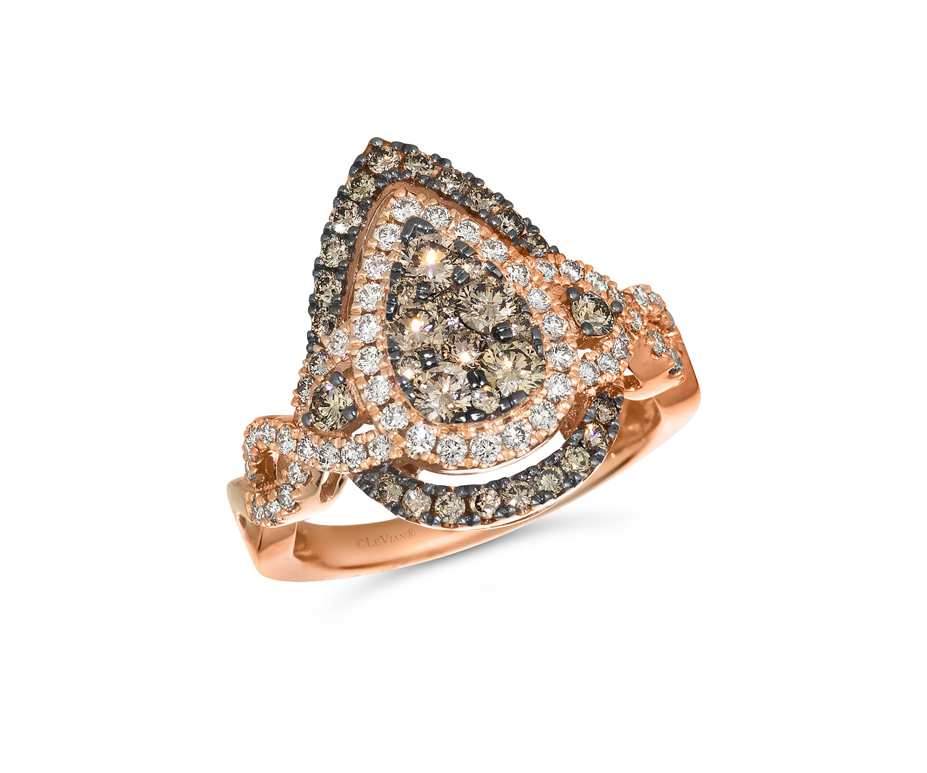 Ring featuring 7/8 ct. t.w. Chocolate Diamonds®, 3/8 ct. t.w. Nude Diamonds™ set in 14K Strawberry Gold®