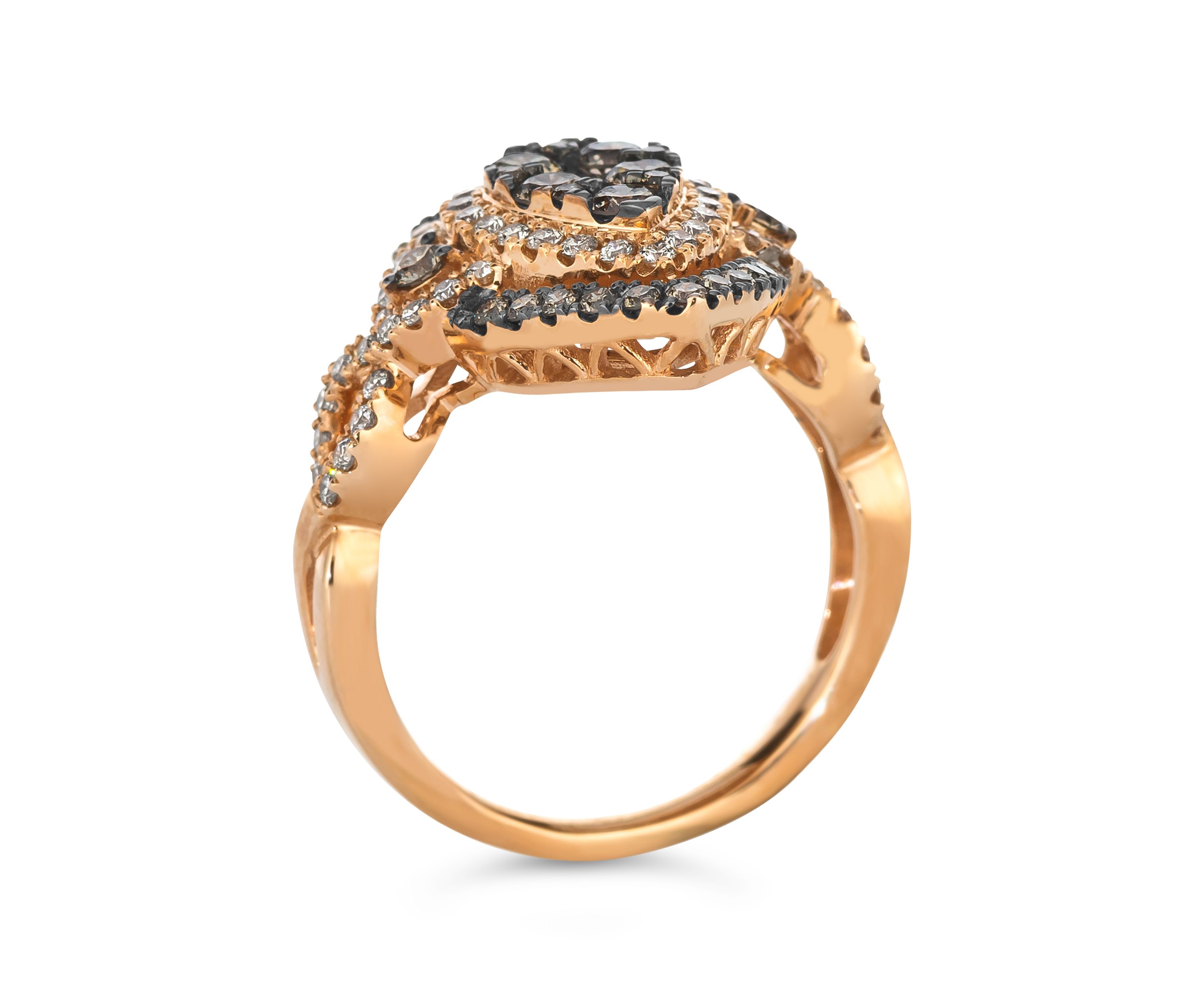 Ring featuring 7/8 ct. t.w. Chocolate Diamonds®, 3/8 ct. t.w. Nude Diamonds™ set in 14K Strawberry Gold®