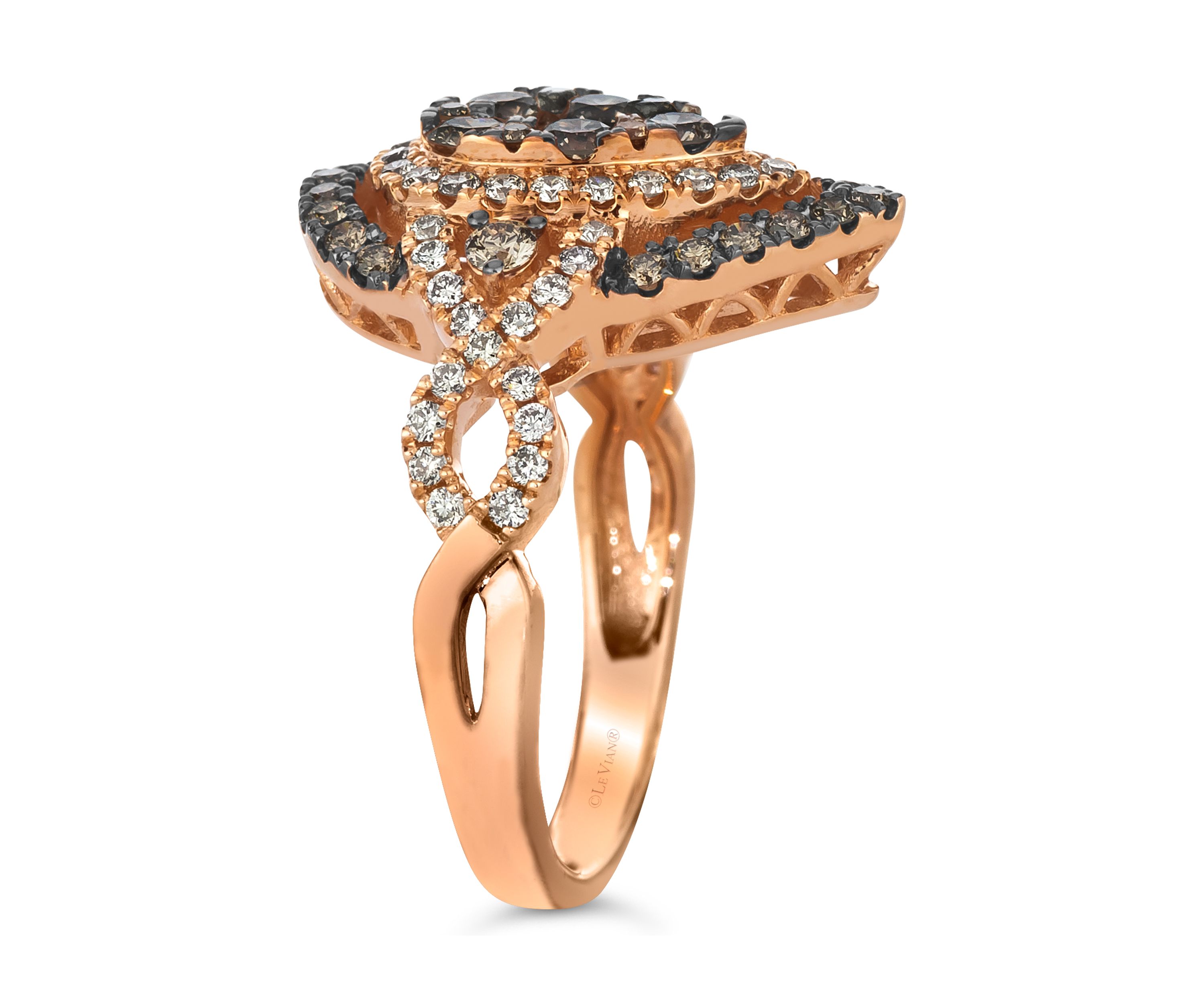 Ring featuring 7/8 ct. t.w. Chocolate Diamonds®, 3/8 ct. t.w. Nude Diamonds™ set in 14K Strawberry Gold®