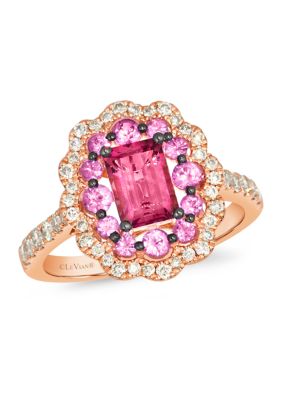 Le Vian 7/8 ct. t.w. Passion Fruit Tourmalineâ¢, 1/2 ct. t.w. Bubble Gum Pink Sapphireâ¢, 3/8 ct. t.w. Nude Diamondsâ¢ Ring in 14K Strawberry Gold