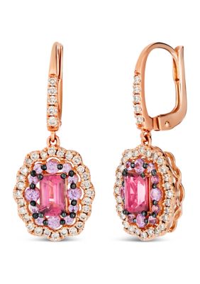 Le Vian 1 ct. t.w. Passion Fruit Tourmalineâ¢, 1/2 ct. t.w. Bubble Gum Pink Sapphireâ¢, 1/2 ct. t.w. Nude Diamondsâ¢ Earrings in 14K Strawberry Gol