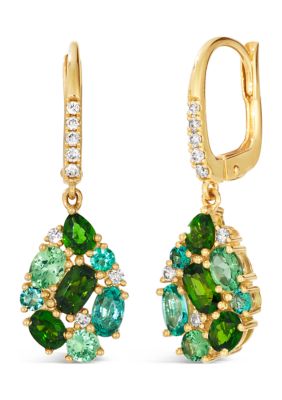 Le Vian Earrings featuring 1 ct tw Pistachio Diopside&Acirc; 12 ct tw Forest Green Tsavorite&acirc; 12 ct tw Costa Smeralda Emeralds&acirc; 16 ct