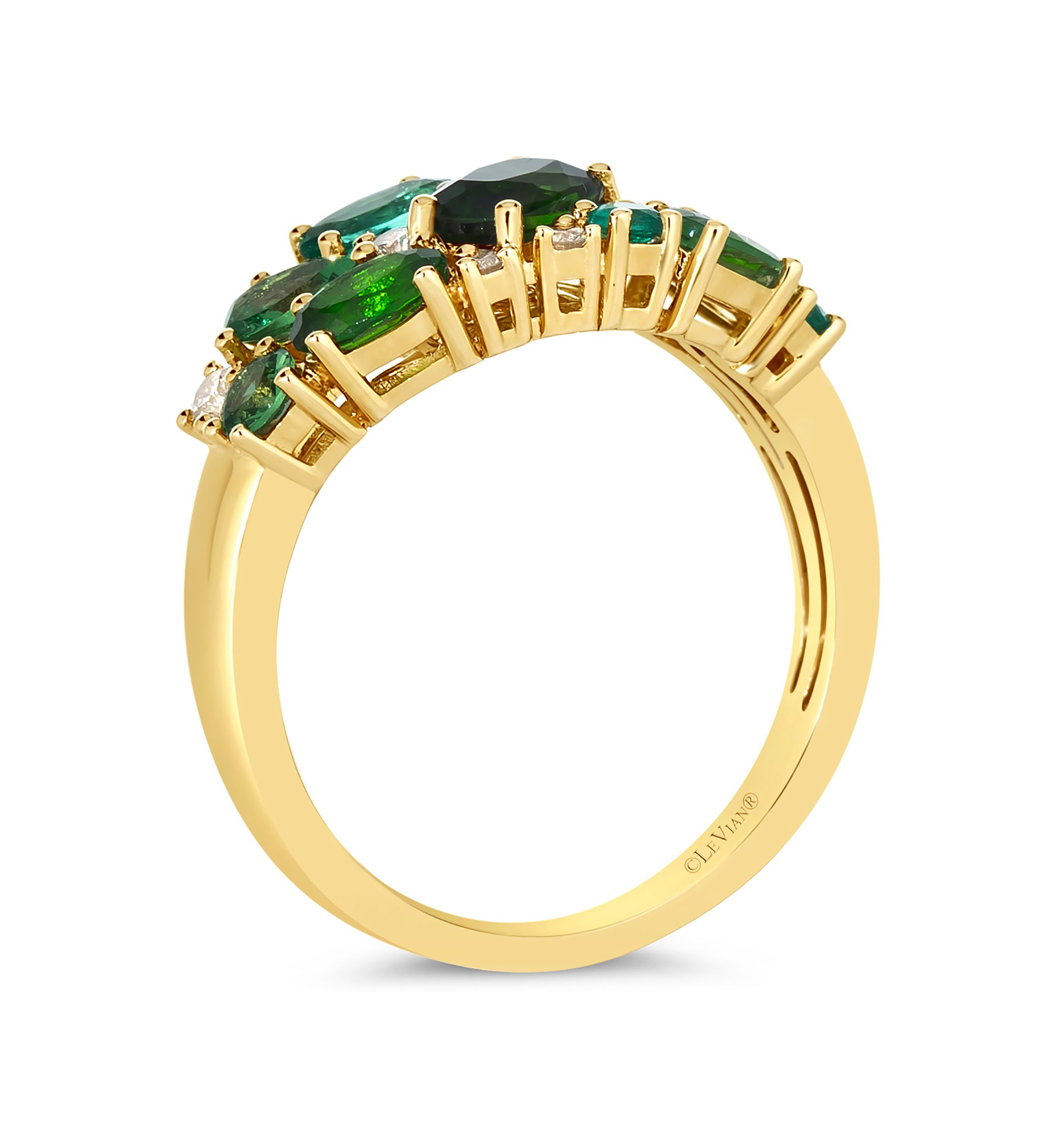 1 ct. t.w. Pistachio Diopside®, 1/2 ct. t.w. Forest Green Tsavorite™, 1/4 ct. t.w. Costa Smeralda Emeralds™, 1/8 ct. t.w. Nude Diamonds™ Ring in 14K Honey Gold™