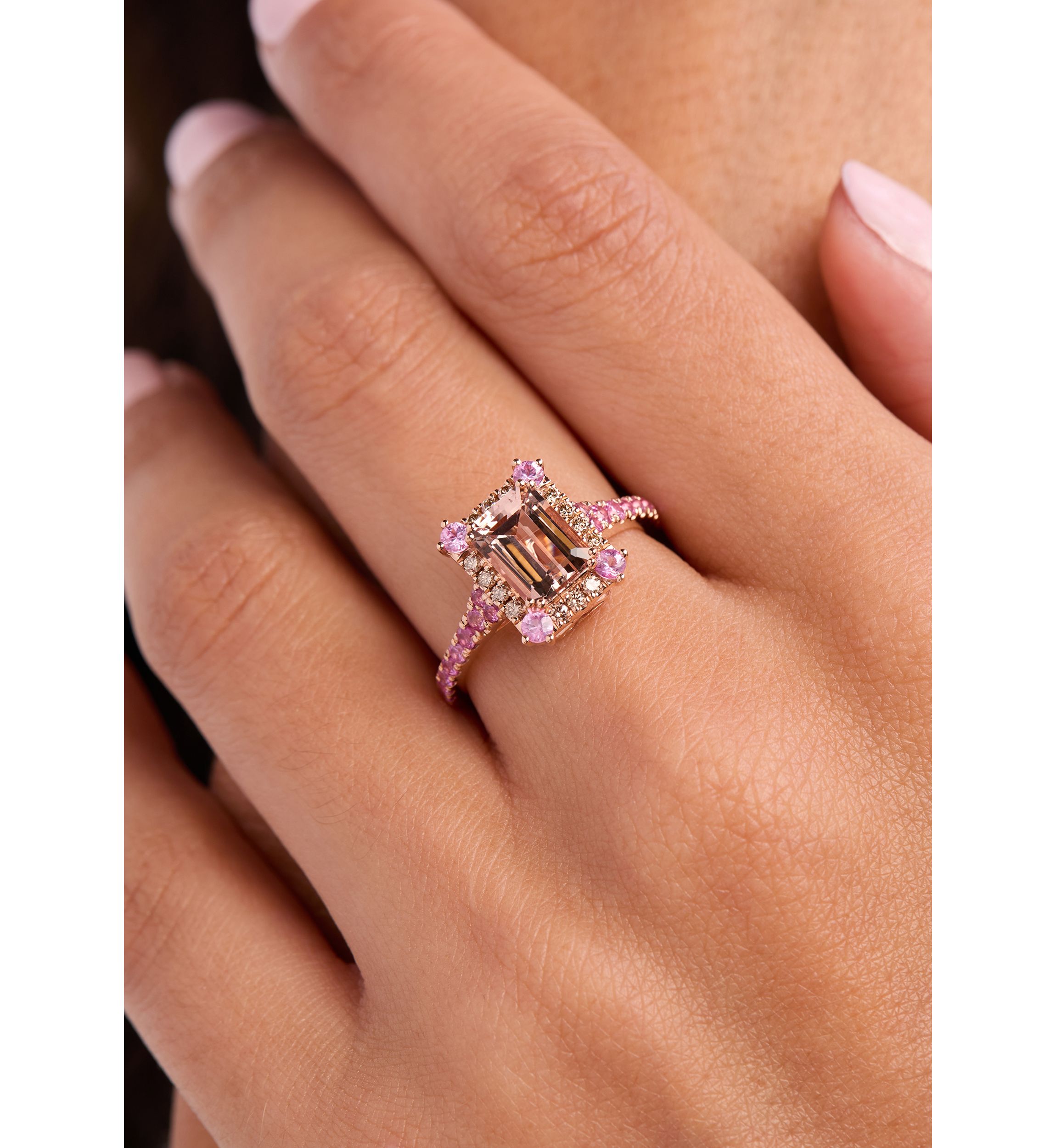 Le Vian® Ring featuring 1.25 ct. t.w. Peach Morganite™, 1/2 ct