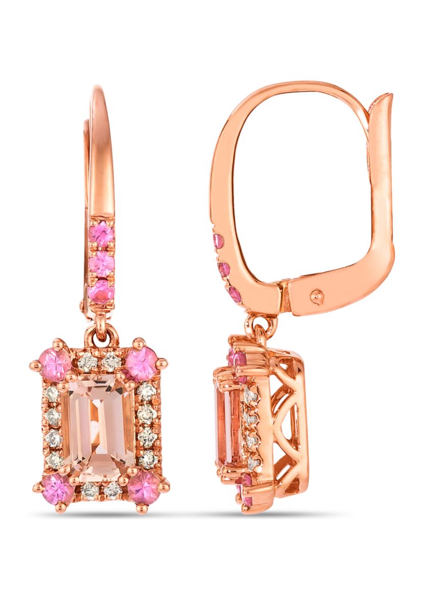 7/8 ct. t.w. Peach Morganite™, 3/8 ct. t.w. Bubble Gum Pink Sapphire™, 1/6 ct. t.w. Nude Diamonds™ Earrings in 14K Strawberry Gold®