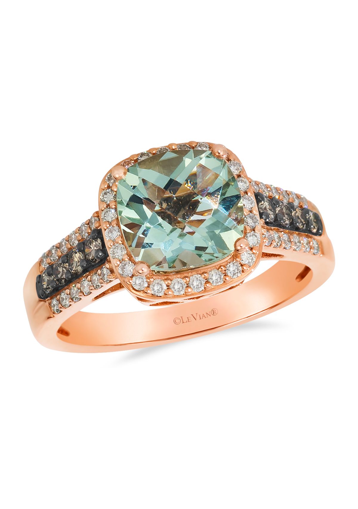 2 ct. t.w. Mint Julep Quartz™, 1/5 ct. t.w. Chocolate Diamonds®, 1/4 ct. t.w. Nude Diamonds™ Ring in 14K Strawberry Gold®