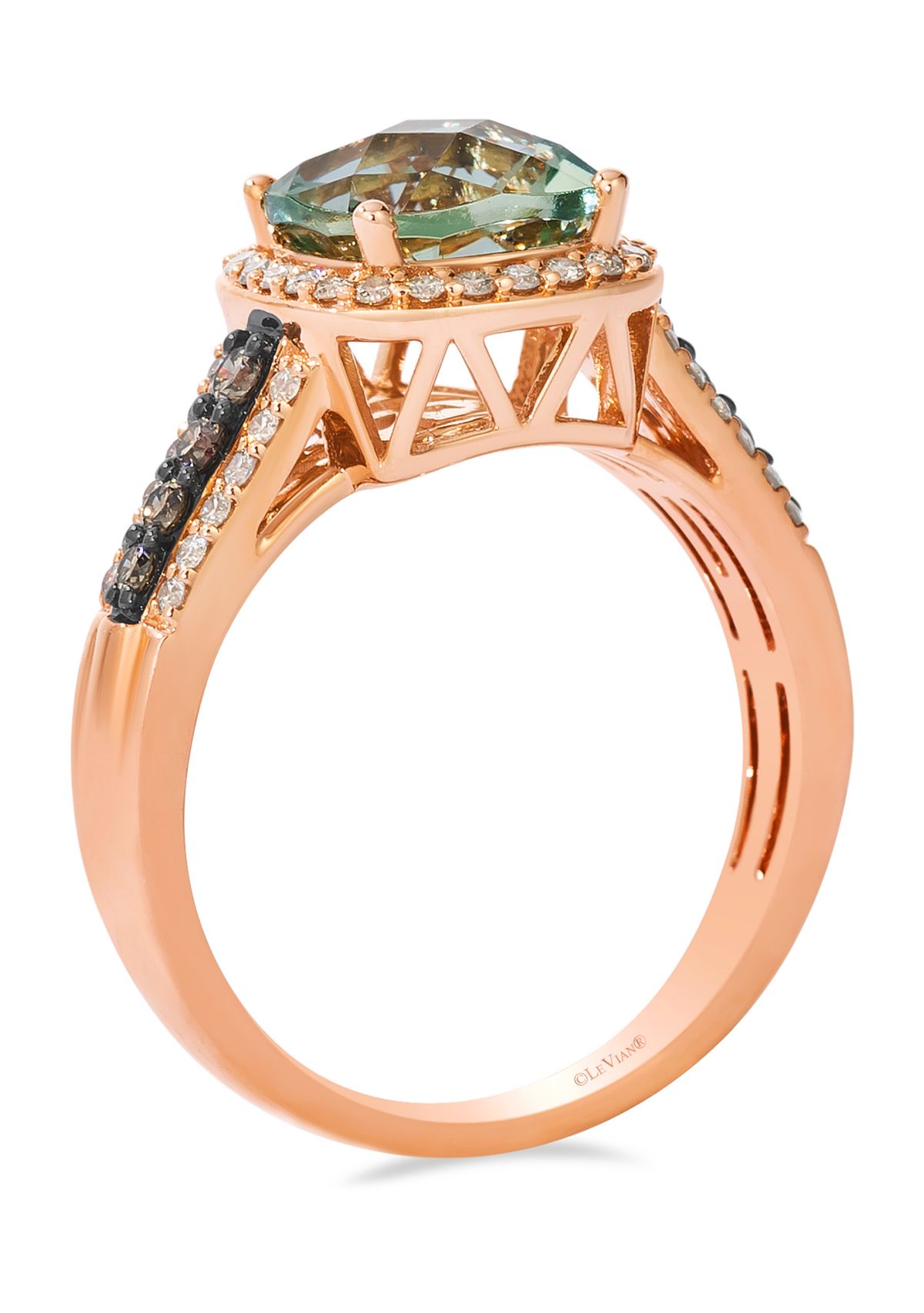 2 ct. t.w. Mint Julep Quartz™, 1/5 ct. t.w. Chocolate Diamonds®, 1/4 ct. t.w. Nude Diamonds™ Ring in 14K Strawberry Gold®