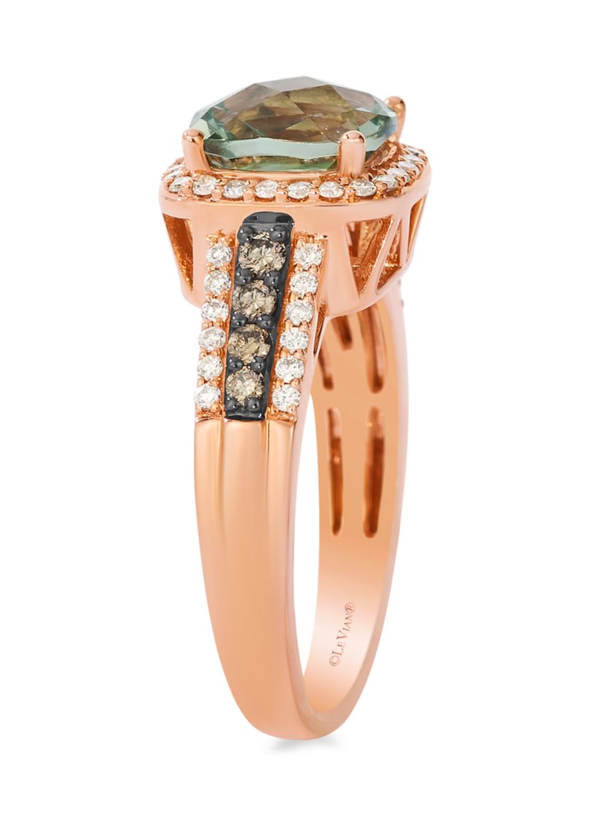 2 ct. t.w. Mint Julep Quartz™, 1/5 ct. t.w. Chocolate Diamonds®, 1/4 ct. t.w. Nude Diamonds™ Ring in 14K Strawberry Gold®