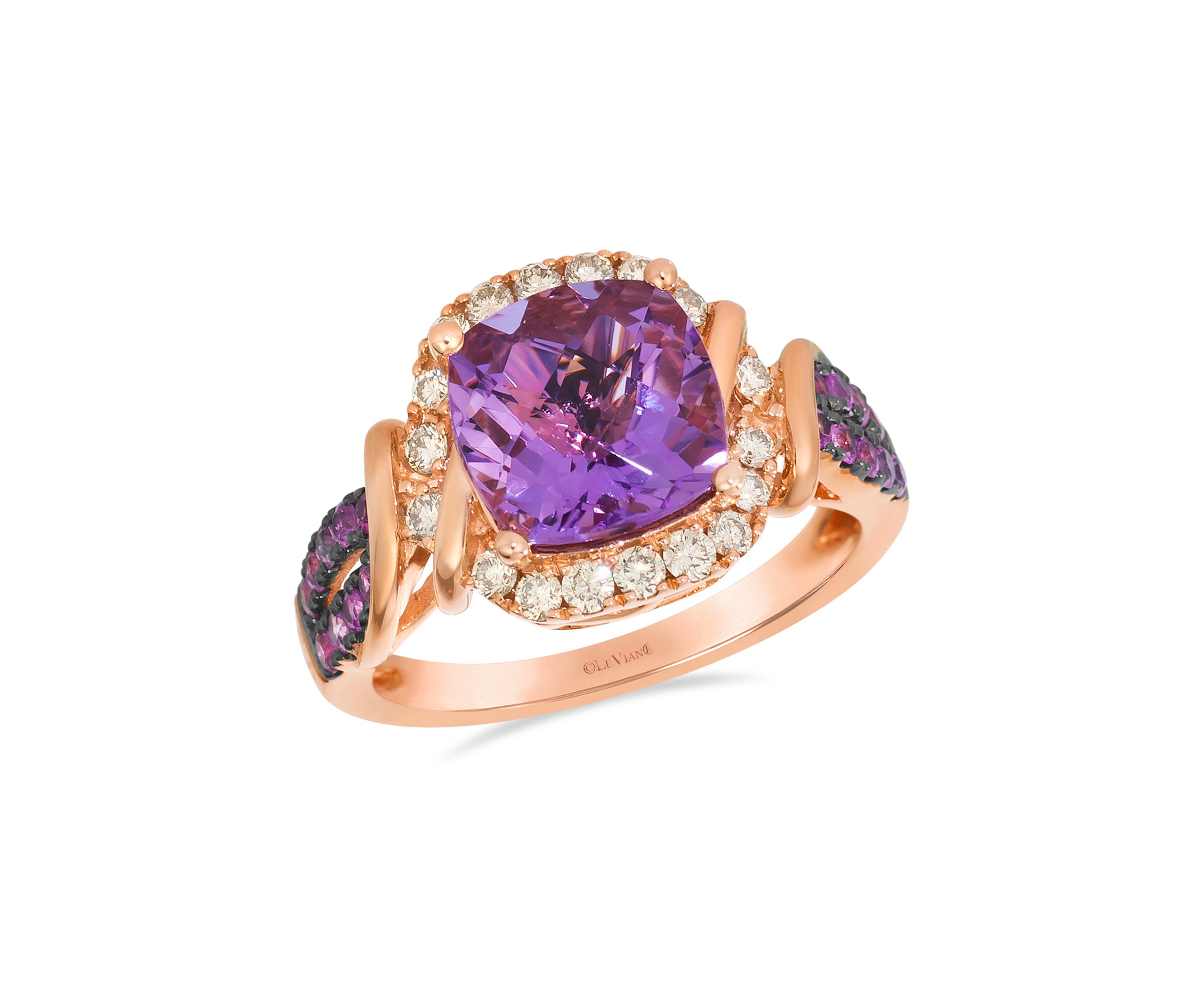 2.75 ct. t.w. Cotton Candy Amethyst®, 1/3 ct. t.w. Bubble Gum Pink Sapphire™, 1/3 ct. t.w. Nude Diamonds™ Ring in 14K Strawberry Gold®