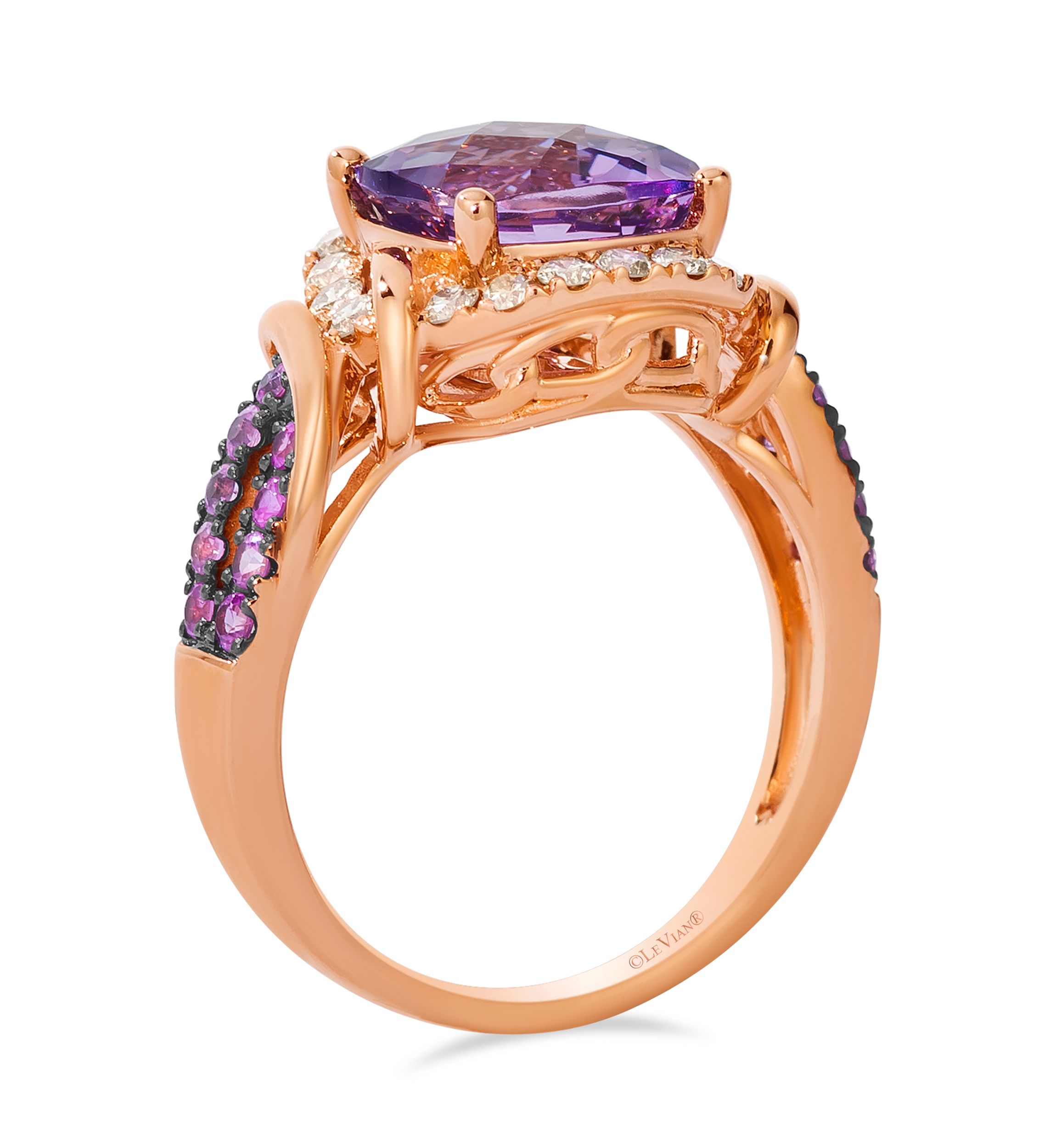 2.75 ct. t.w. Cotton Candy Amethyst®, 1/3 ct. t.w. Bubble Gum Pink Sapphire™, 1/3 ct. t.w. Nude Diamonds™ Ring in 14K Strawberry Gold®
