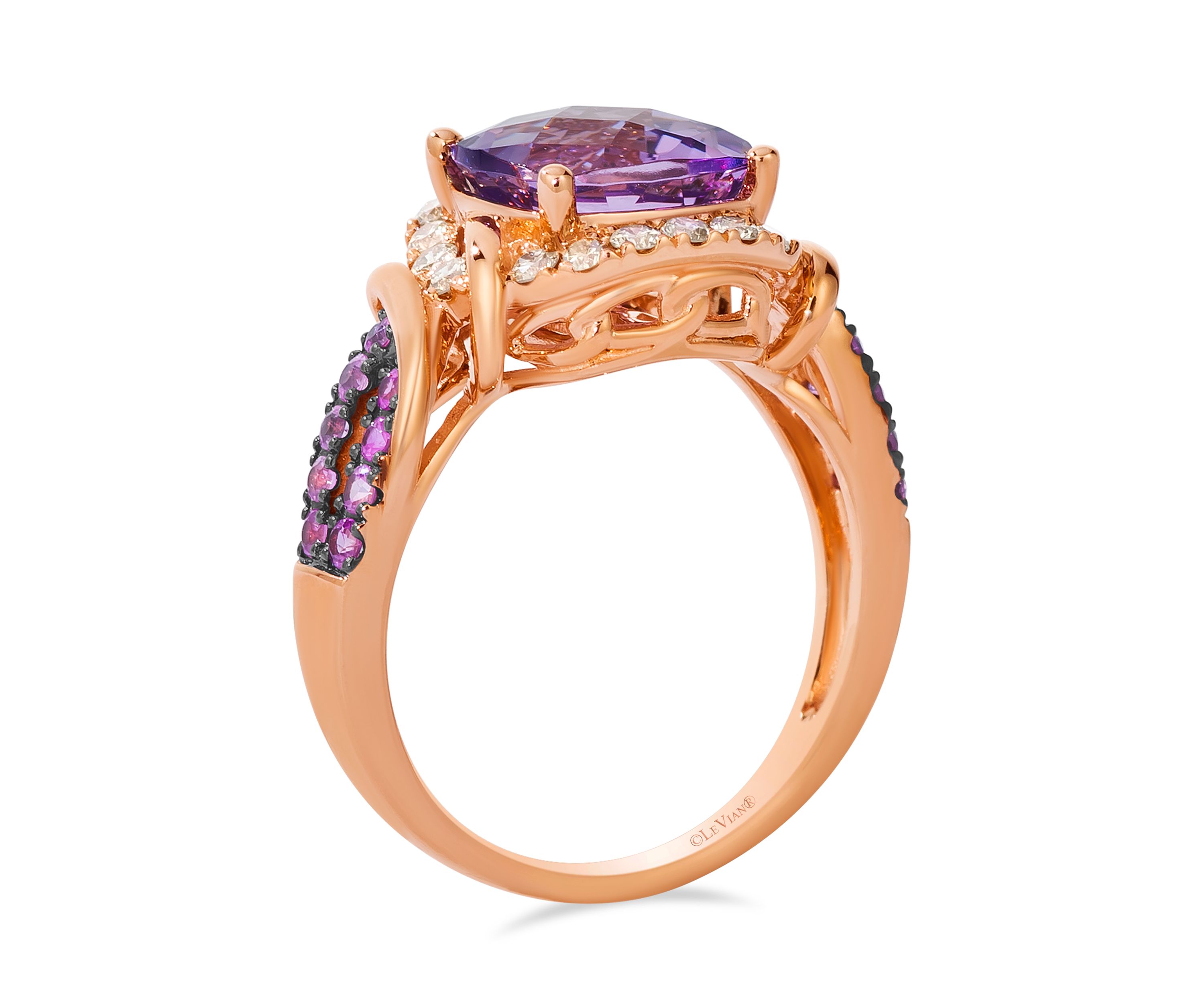 2.75 ct. t.w. Cotton Candy Amethyst®, 1/3 ct. t.w. Bubble Gum Pink Sapphire™, 1/3 ct. t.w. Nude Diamonds™ Ring in 14K Strawberry Gold®